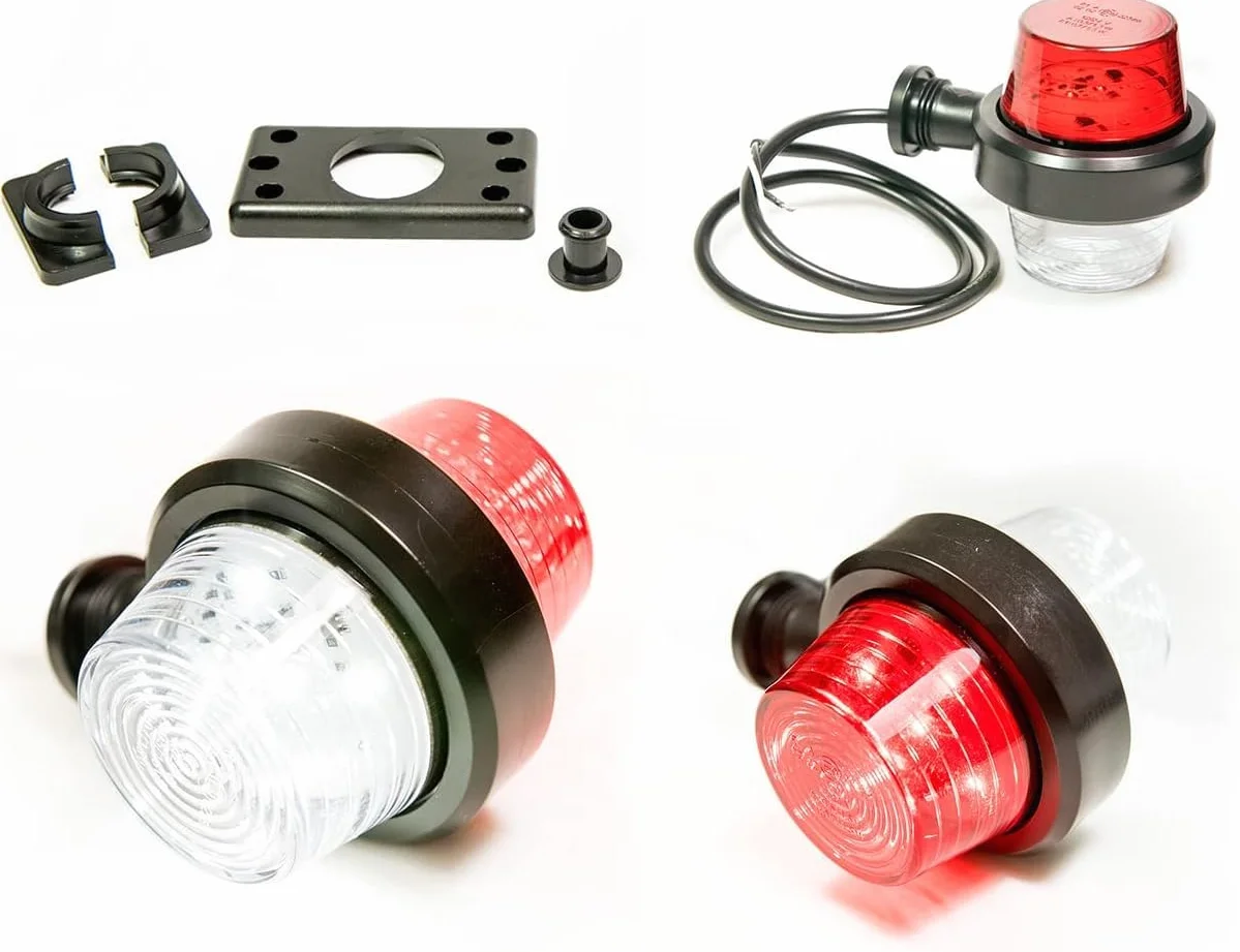 Old school Tuning Piloto intermitente suspendido 12V 24V Colores blanco y rojo para camión Remolque de coche, caravana etc. 1 pieza