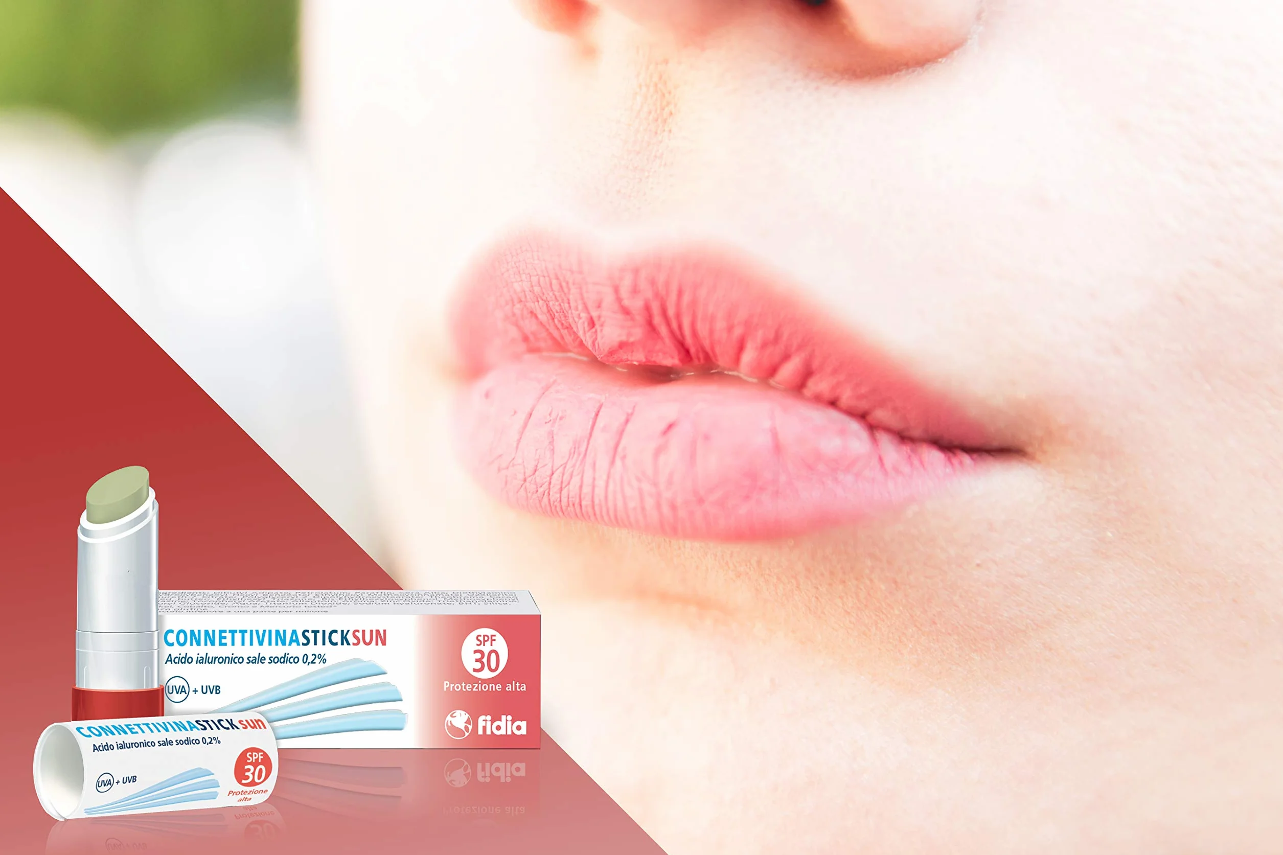 Fidia Farmacéuticos Connettivina StickSun Stick de Labios con Ácido Hialurónico 0,2% y SPF30 3g