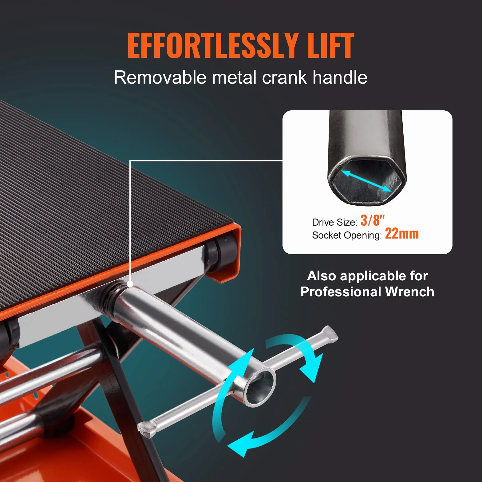 VEVOR Gato de Tijera para Moto Capacidad de 500kg Elevador de Motocicletas Altura de Elevación 9,5-35cm Elevador de Tijera de Acero Plataforma Antideslizante de 36,5x22 cm para Taller de Mantenimiento