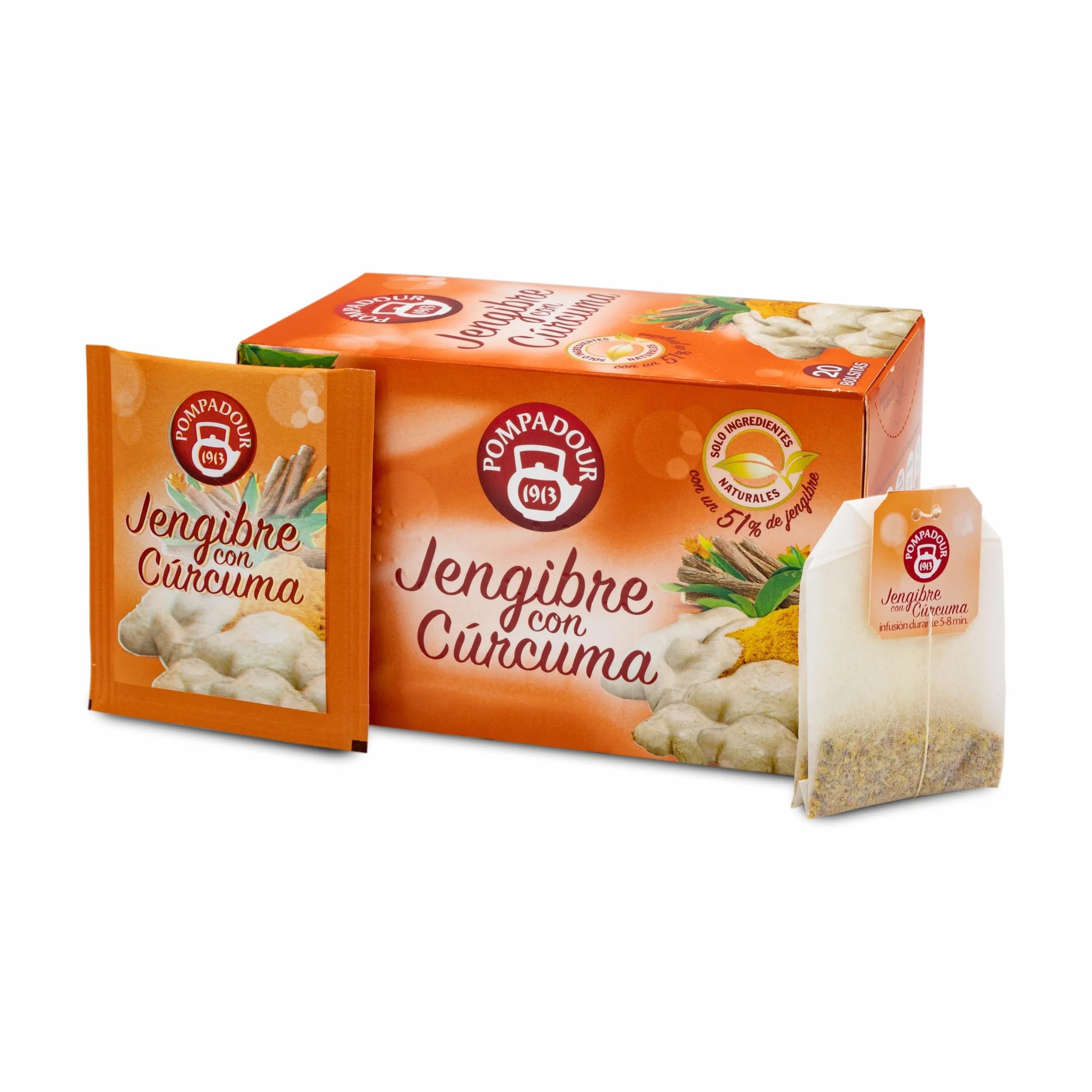 Pompadour Infusión Jengibre Cúrcuma 20 Bolsitas
