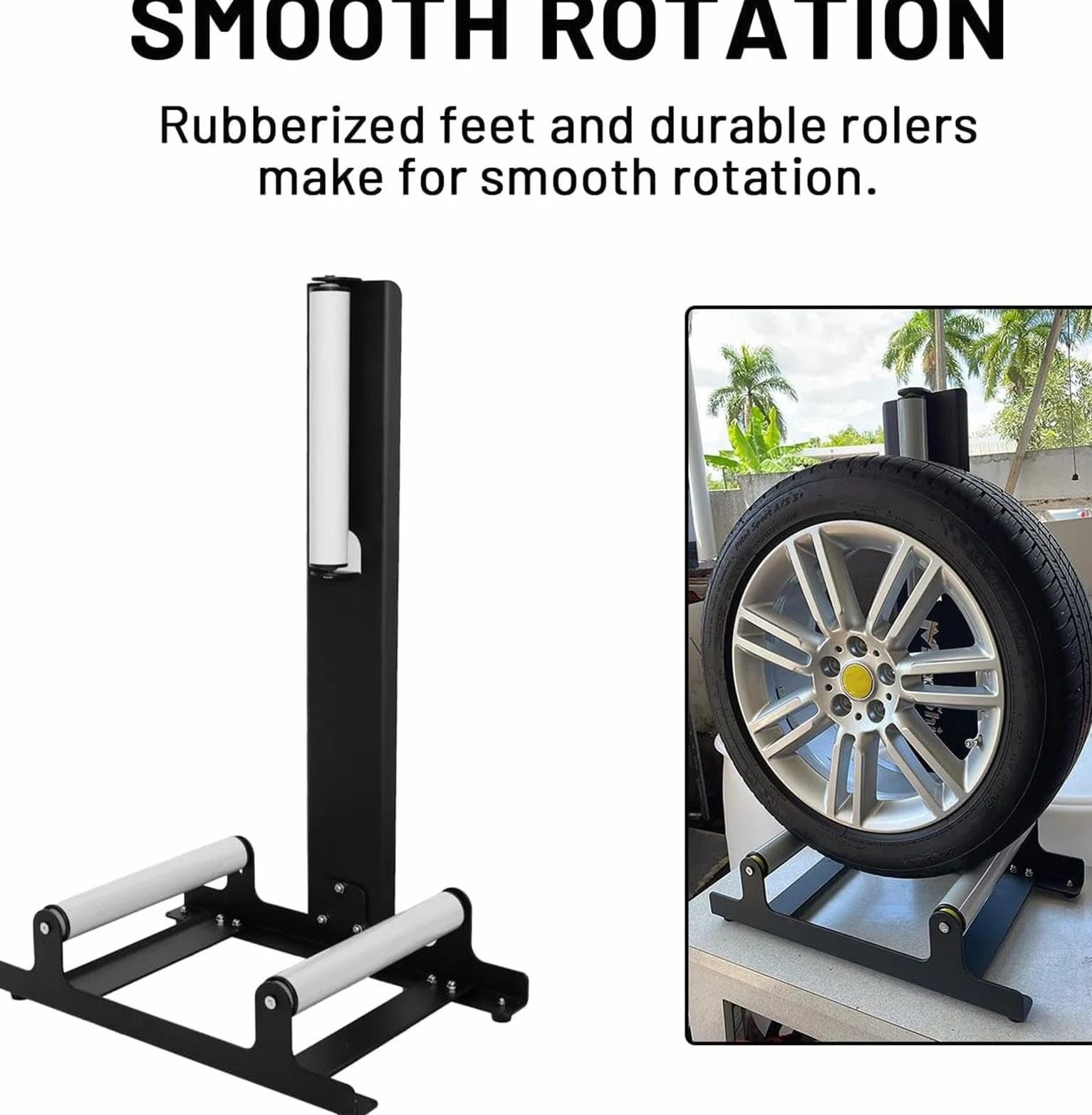 Soporte de limpieza de ruedas, herramienta rodante duradera para un lavado y detalles eficientes del coche, ideal para limpieza de ruedas giratorias