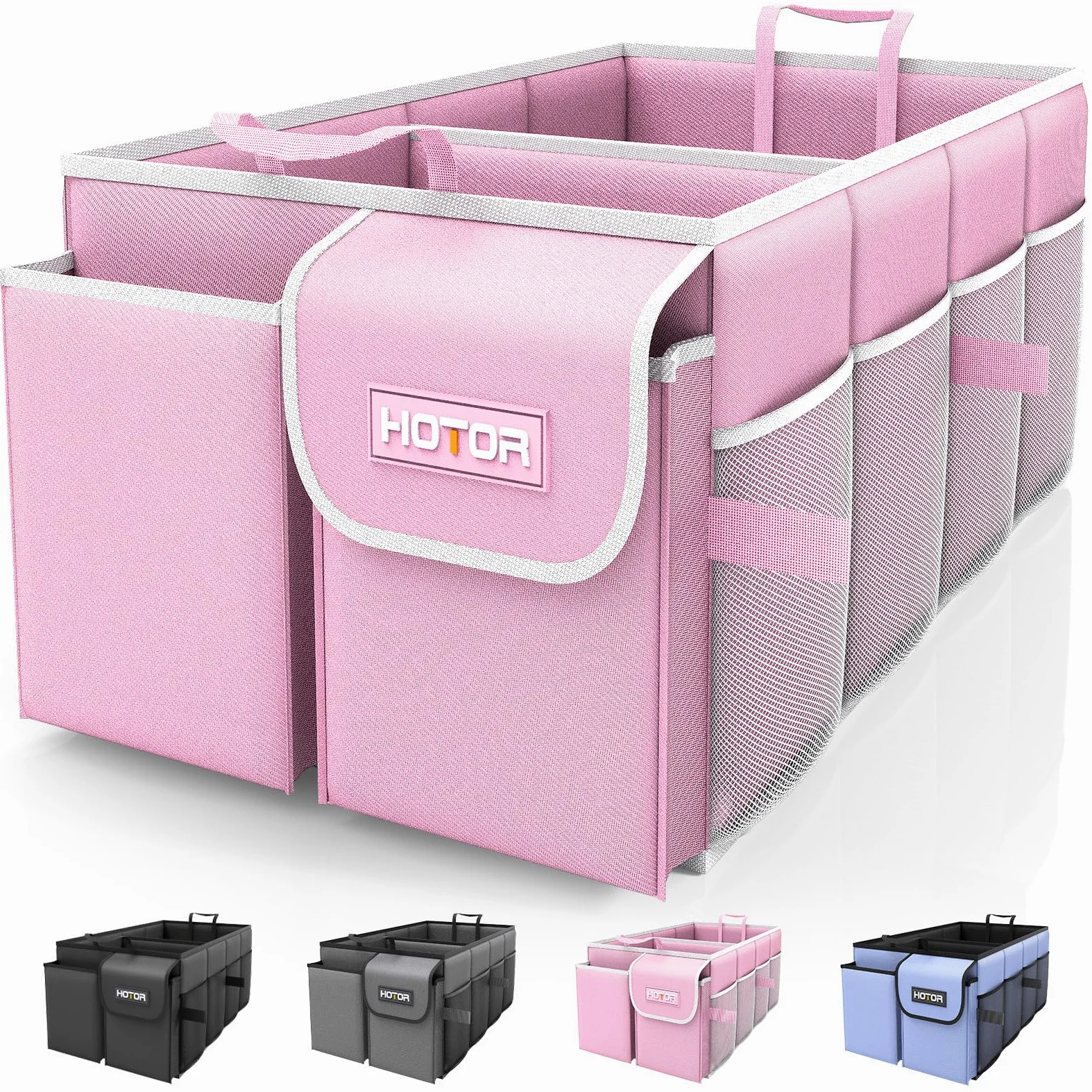 HOTOR Organizador de maletero de coche, Separador Maletero para Coche, Rosa, Básico, 2 Compartimentos