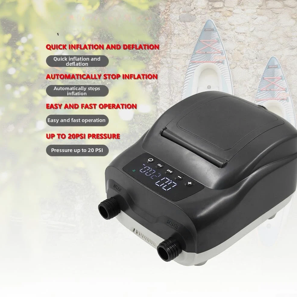 Bomba de aire eléctrica de 20 PSI con apagado automático, para tablas de remo inflables, kayaks y tiendas de campaña, compresor portátil de alta presión de 12 V con LED