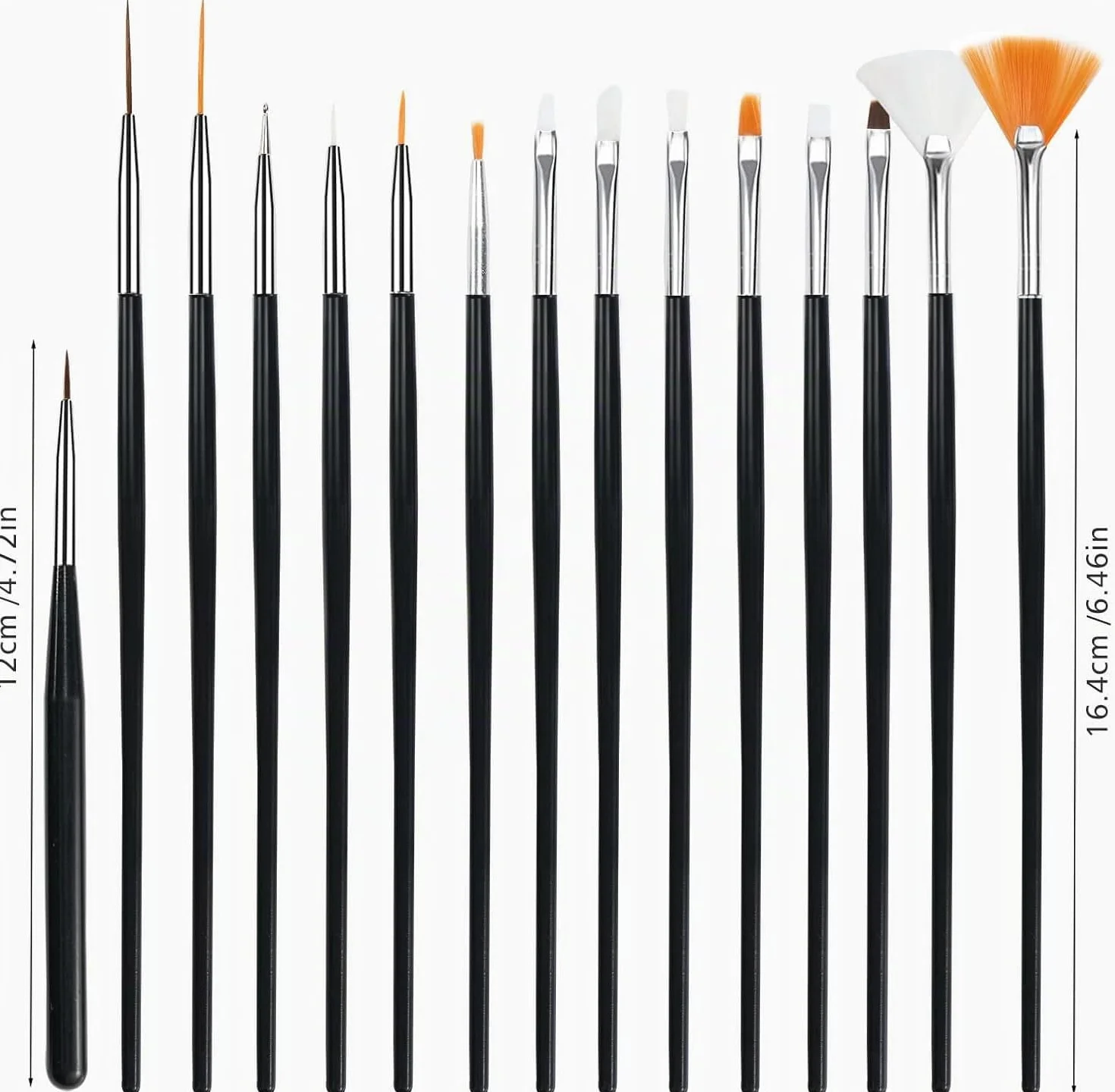 15pcs Pinceles Para Uñas, Pincel Acrílico de Gel Para Diseño de Arte de Uñas DIY