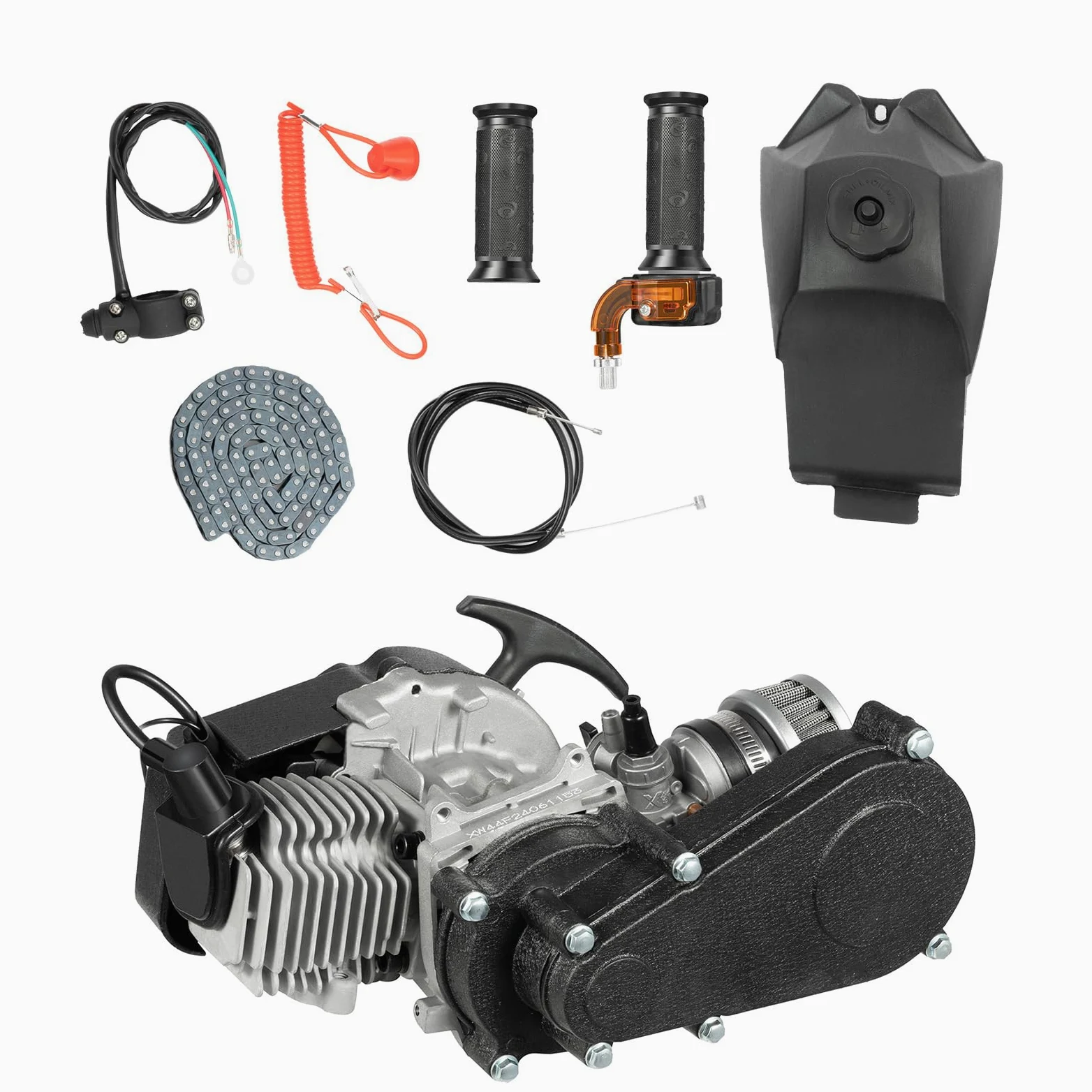 Mini motor de 49 cc, motor de 2 tiempos, motor completo, mini engranaje, carburador de bolsillo, motor de un solo cilindro, motor completo, para mini Pocket Dirt Bike ATV