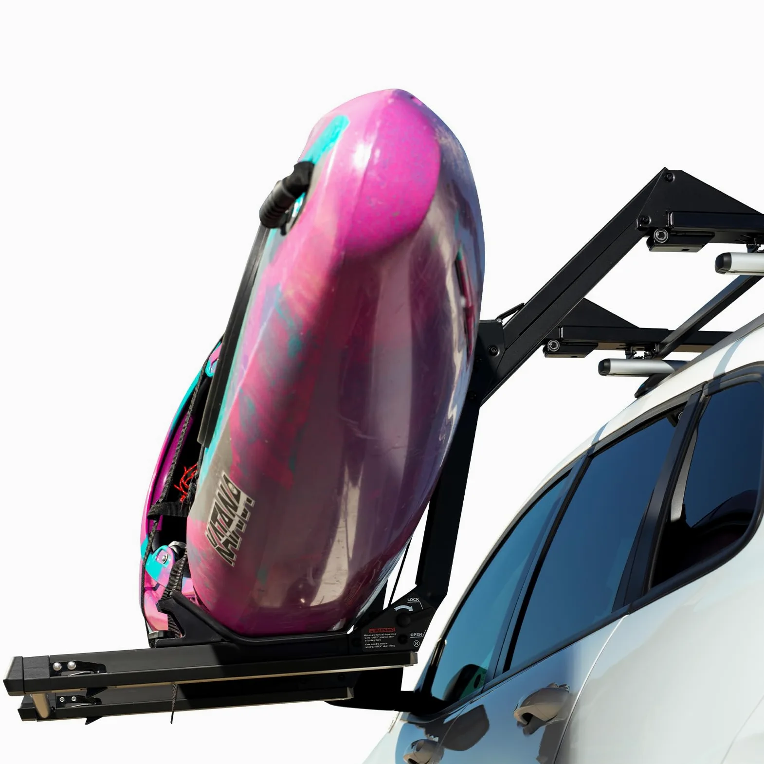 TOOENJOY - Soporte de techo para kayak de alta resistencia, capacidad de 100 libras, cargador de techo de canoa, sistema de asistencia de elevación para una fácil carga