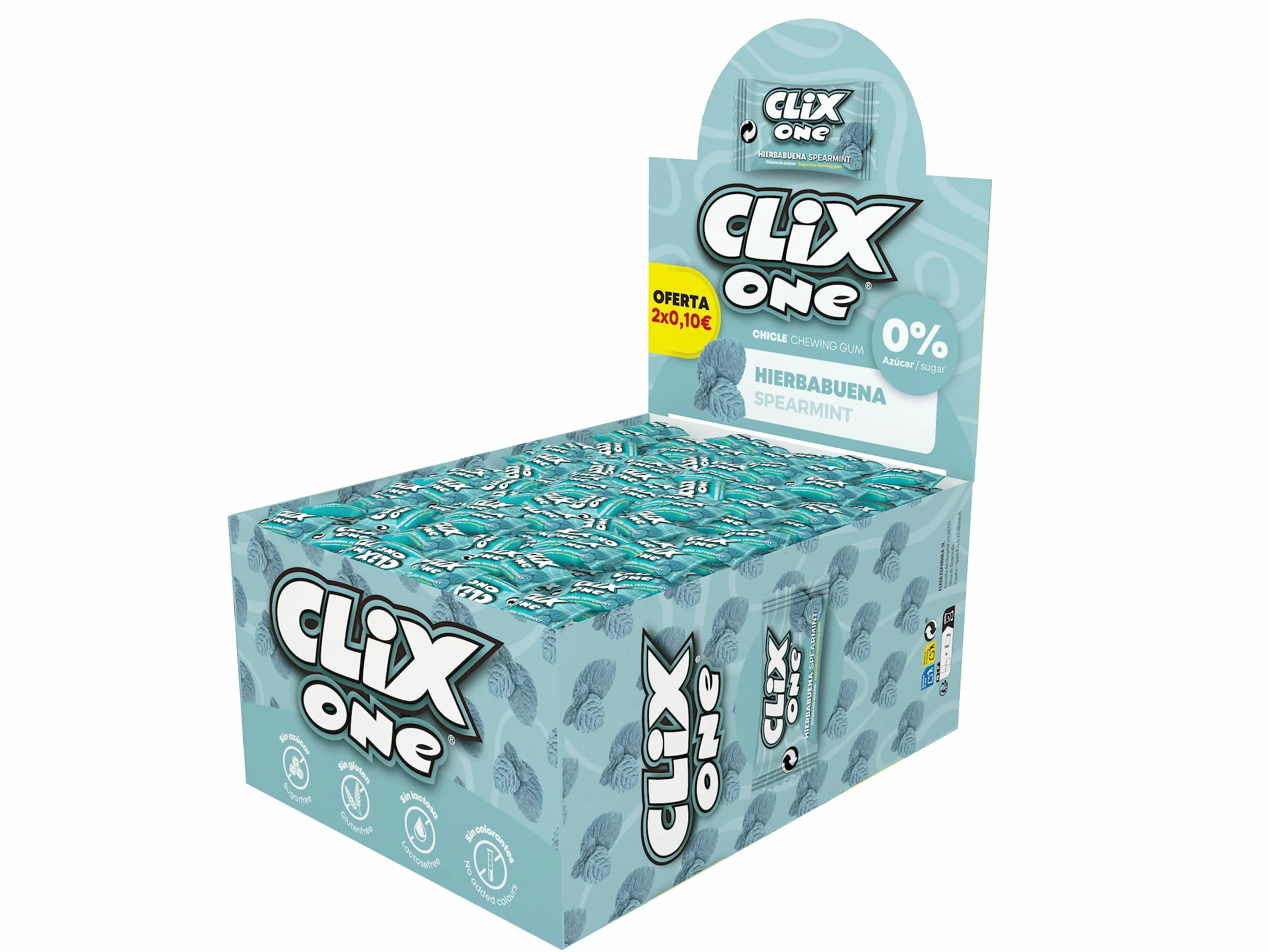 Chicle sin azúcar iChuches Clix 150 Hierbabuena sin gluten sin lactosa
