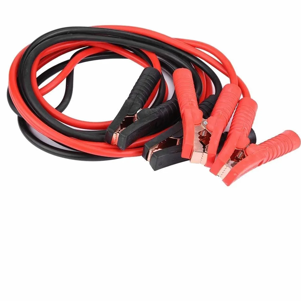 SIXRUN Cable de BateríA de Automóvil de 12 V, Cable de Puente de BateríA de Emergencia de Cobre Puro 4 M 2000 A, Terminales Aislados Codificados por Colores, Cables Flexibles Rojos y Negros para