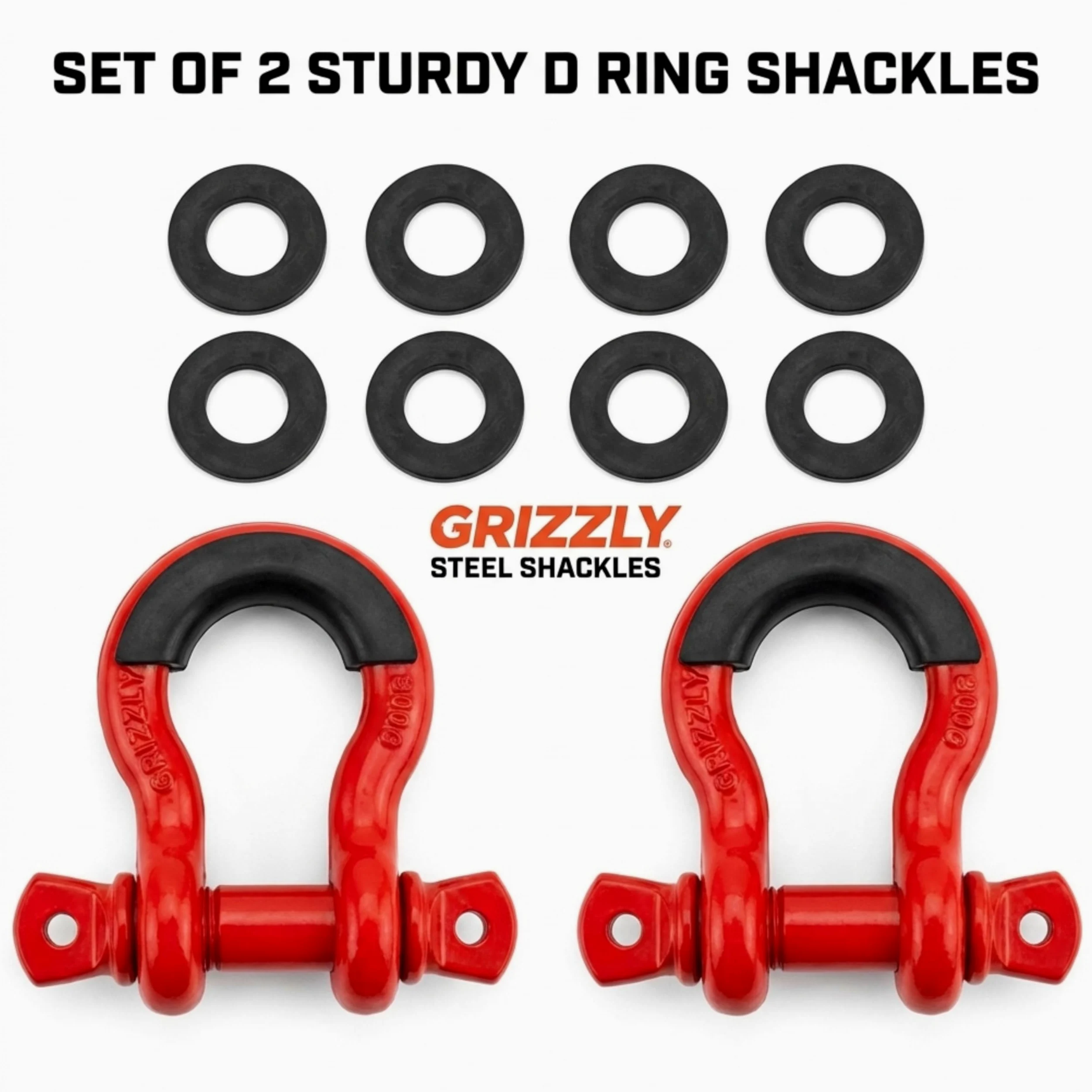 Grilletes de anillo en D, 3/4 pulgadas, paquete de 2, resistente, incluye protector de grillete y arandelas, ideal para Jeeps, ATV, camiones para usar con recuperación, remolque, correas de enganche