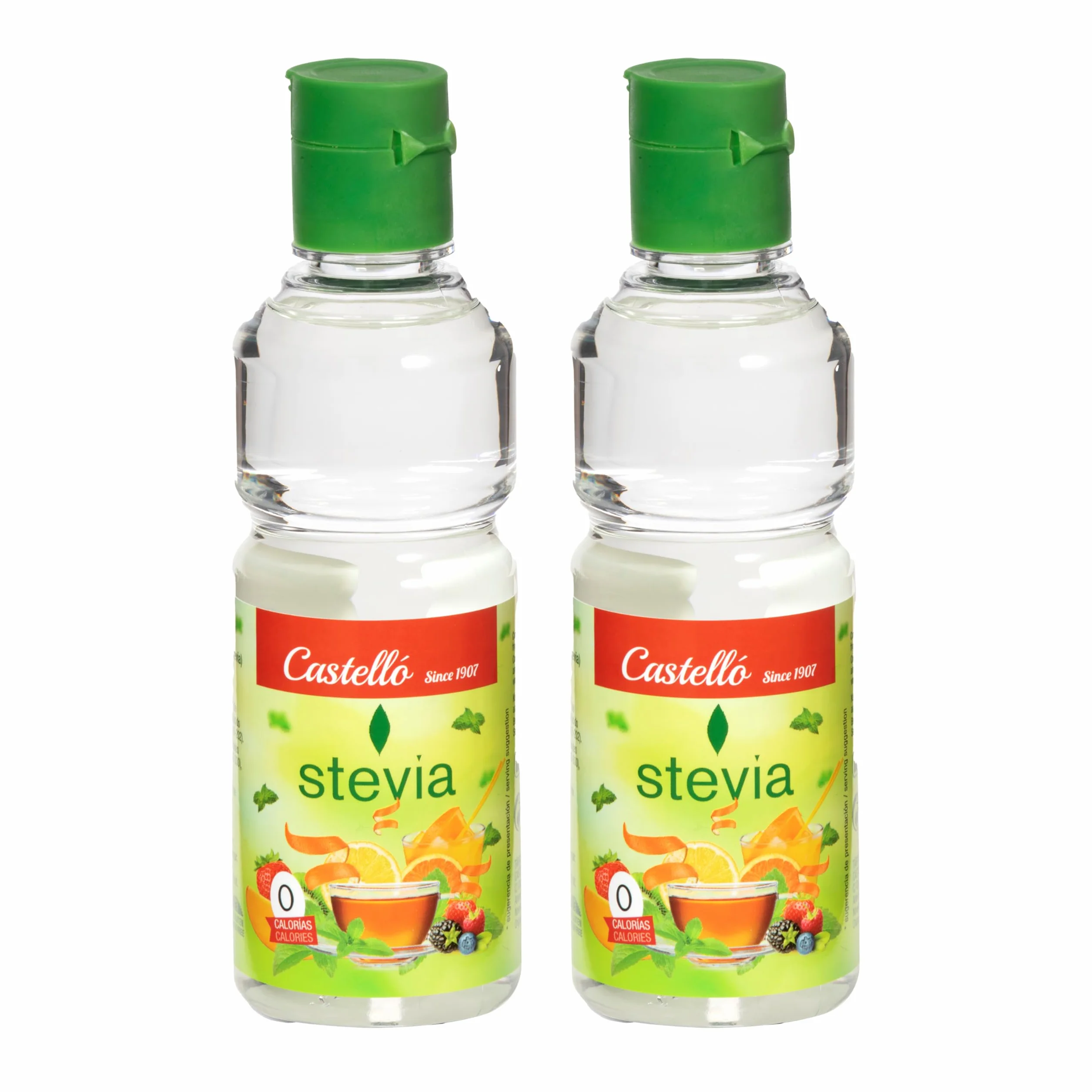 Castello Stevia Líquida 125 ml Pack 2 x 750 dosis Sustituto del Azúcar 0 Calorías Keto