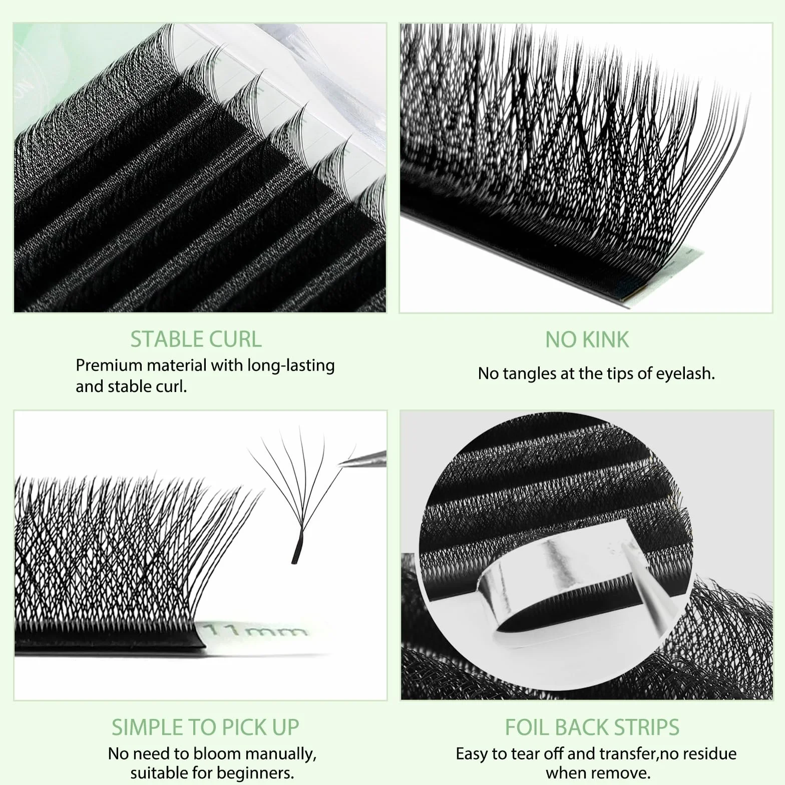 Clover 6D Extensiones de Pestañas Pelo a Pelo 0.07mm C Rizado 8-12mm Volumen Ruso Negro Profesional