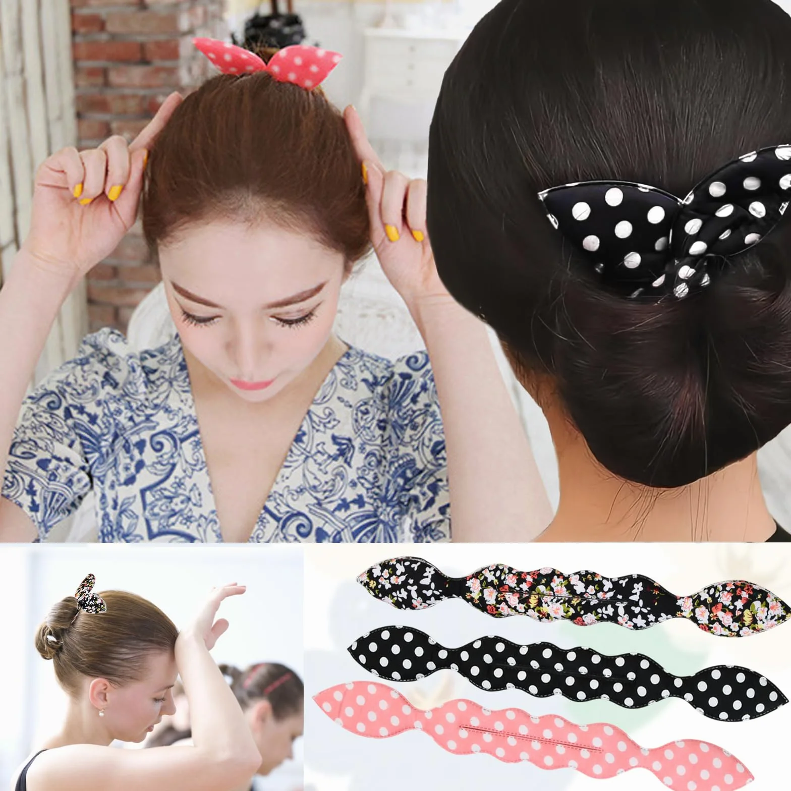 Donut Hair Bun Maker Spugna Schiuma Chignon per Ciambella 6 Pezzi Hair Styling Tools
