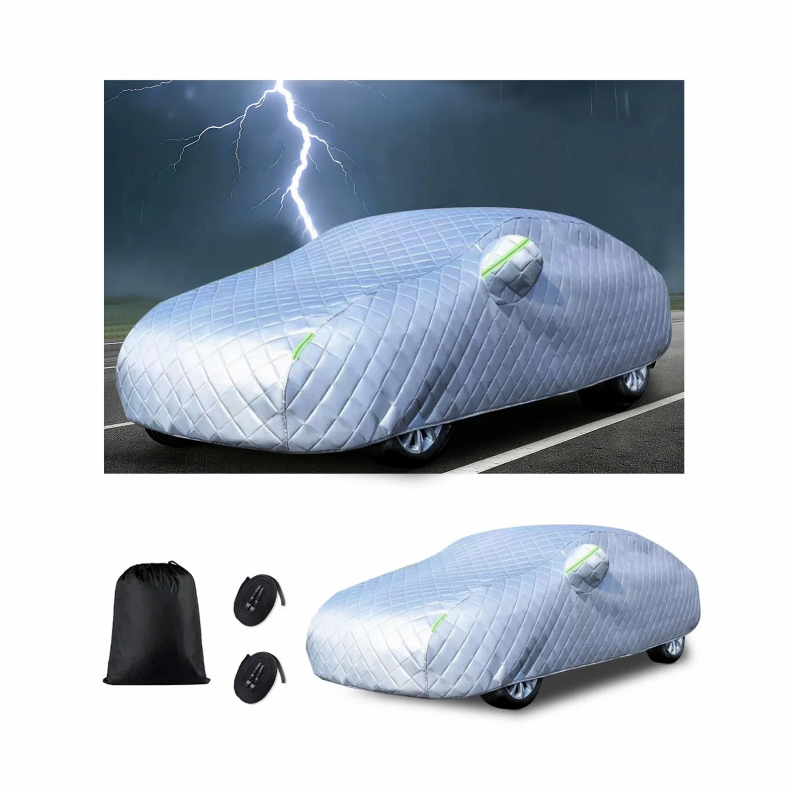 Funda Coche Exterior Granizo para Mercede-Benz C Class Cabrio 2014-2021,Cubre Coches Completa Impermeable Transpirable Anti-UV Protectora Invierno(Plateado)