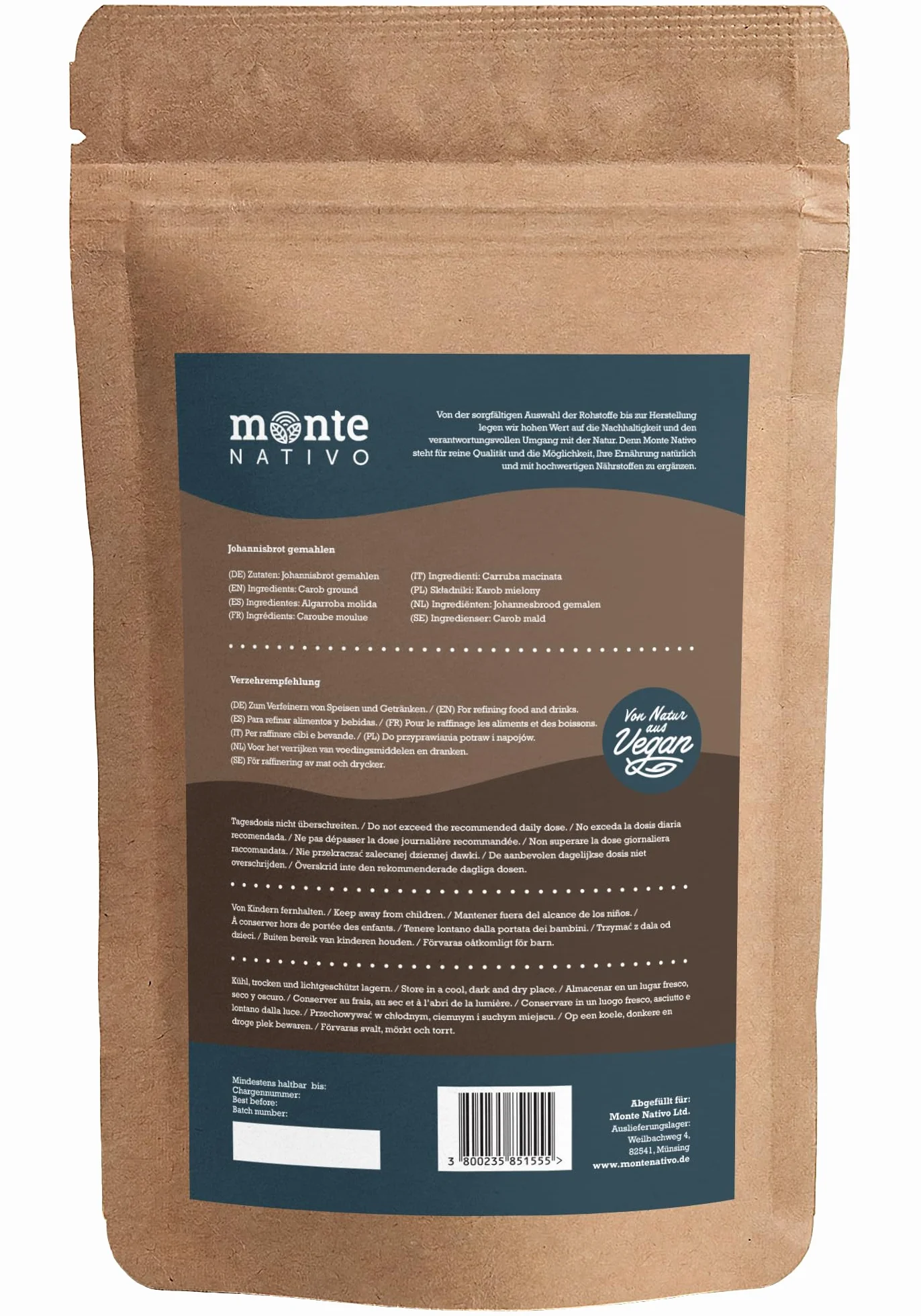 Algarroba molida Monte Nativo (500 g) - Polvo de algarroba