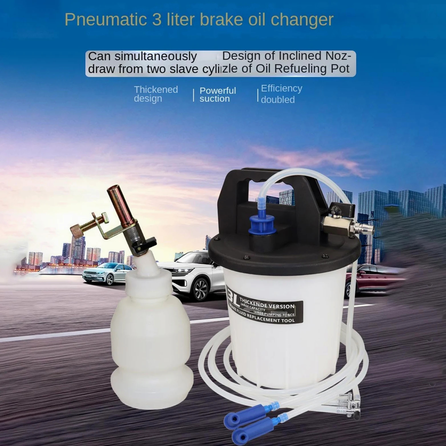 Extractor de Líquido de Frenos Dispositivo Antirretorno 3L Fácil | Kit Extractor Neumático de Líquido de Frenos Para Mecánicos de Coche, Mantenimiento y Garaje