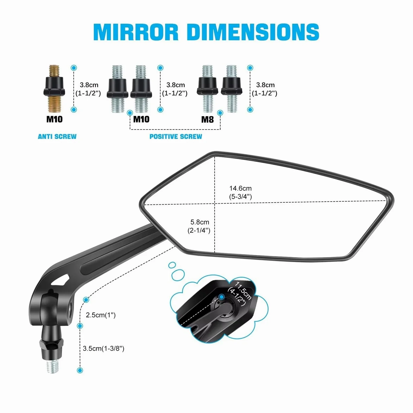 Espejos Retrovisores Reflector Espejo Retrovisor Manillar Giratorio Ajustable Transparente Scooter Eléctrico Accesorios para Bicicleta Y Ciclismo Retrovisores Laterales