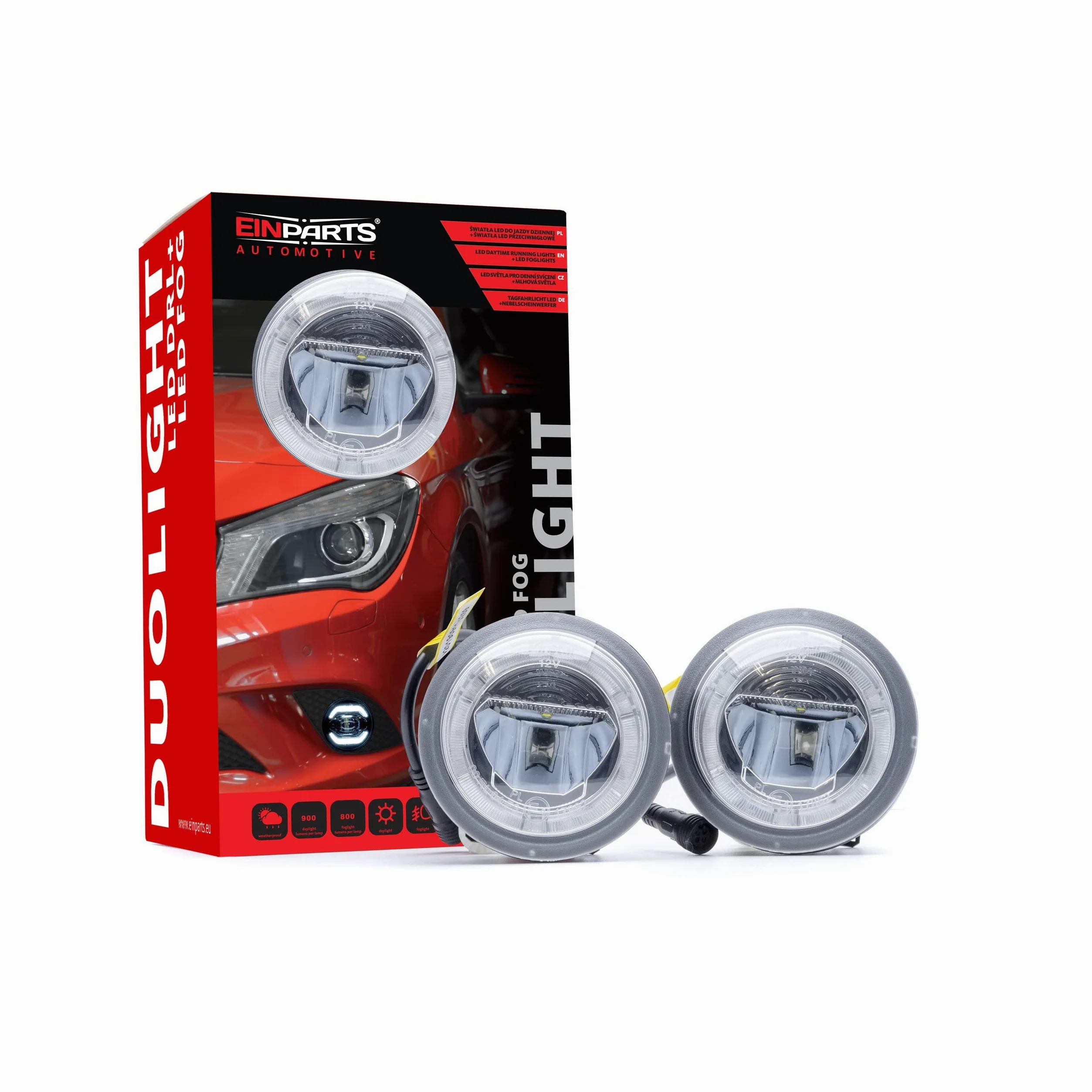 EinParts 2 en 1 Luz de circulación diurna del coche LED con certificado E4 R87, Luz Antiniebla Delantera Para Chevrolet Avalanche, Suburban, Tahoe, Ford Escape, Mustang GT500, GMC, Pontiac G6, G8