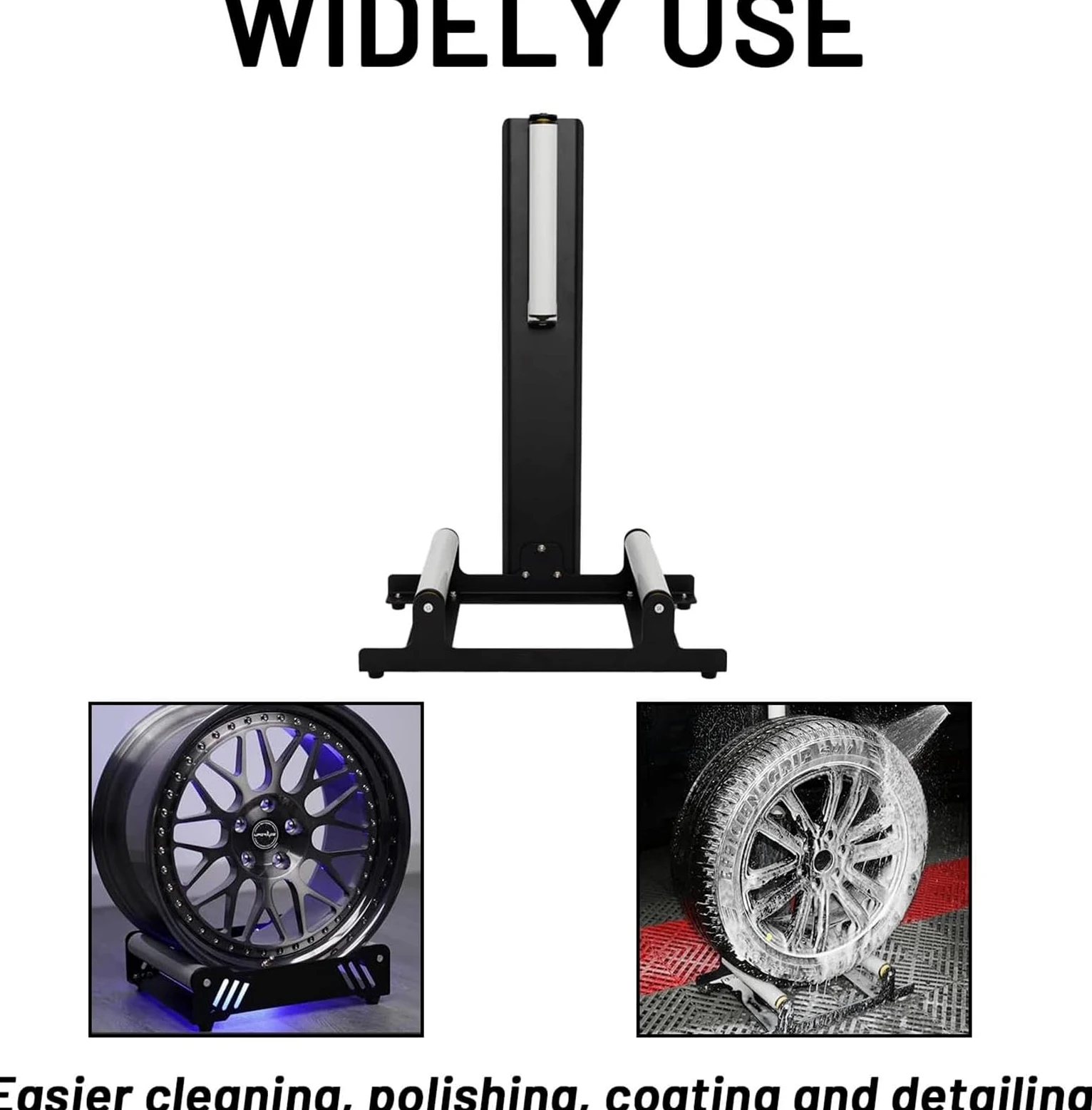 Soporte de limpieza de ruedas, herramienta rodante duradera para un lavado y detalles eficientes del coche, ideal para limpieza de ruedas giratorias