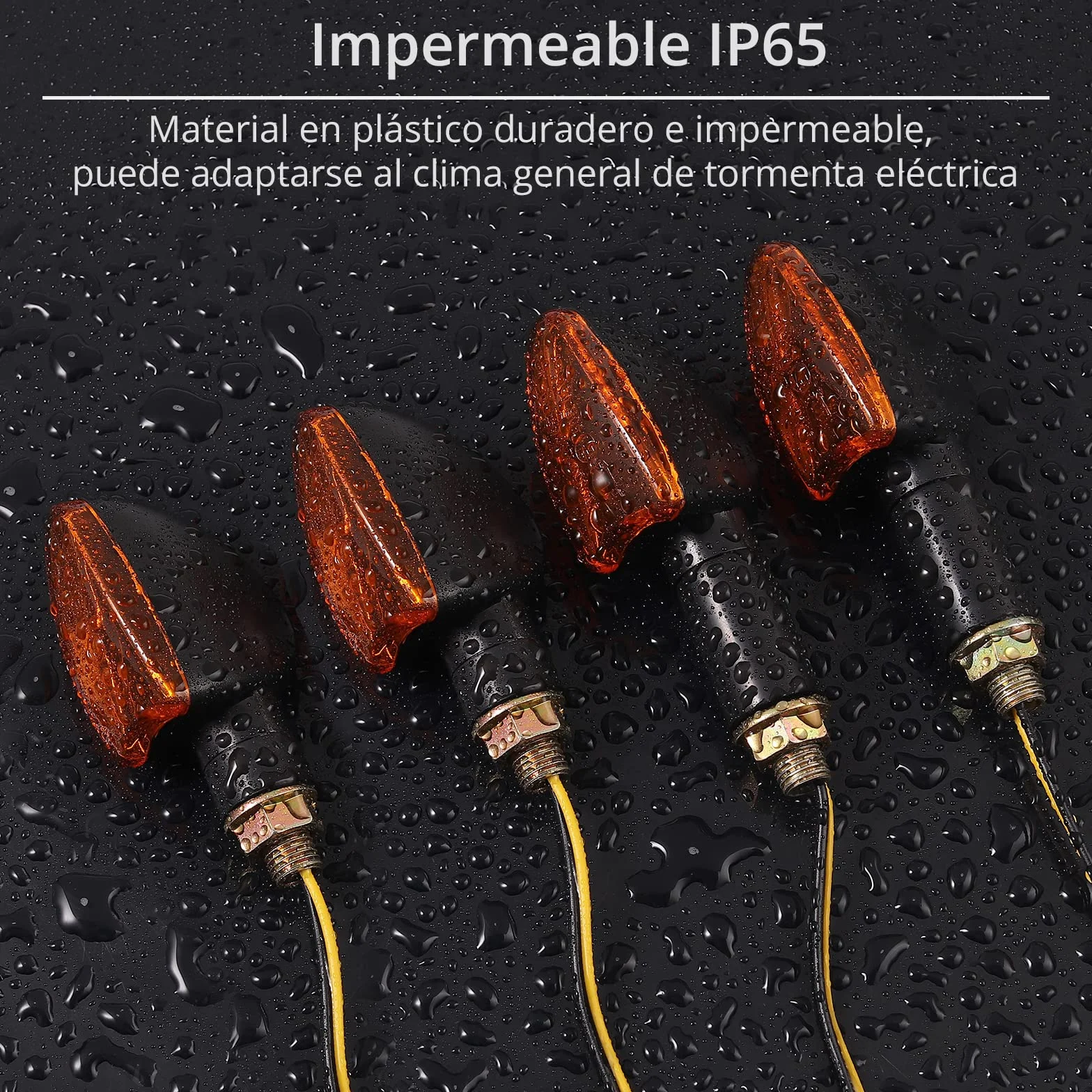 Justech 4PCs 10W Intermitentes para Moto Homologados de E-Marked E50 12V Luces de Señal de Giro Impermeable IP65 de 2 Cortos y 2 Largos Ámbar Bombillas de Indicador para M10 Motocicleta Scooter