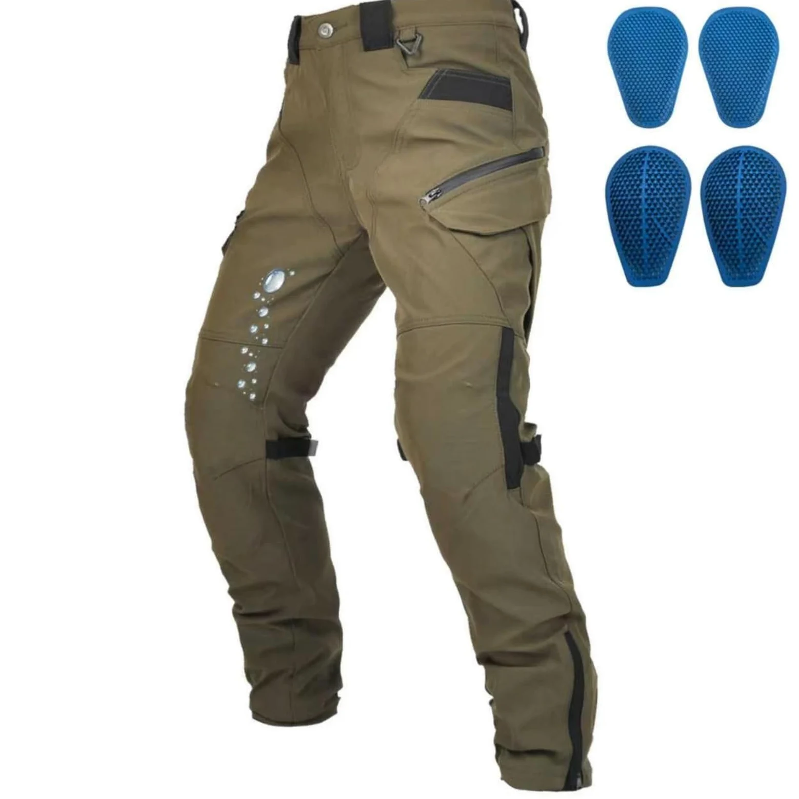 Pantalón Moto Hombre Homologado con Protecciones CE Honeycomb – Ajustables y Fijables, 97% Algodón Elástico, Urbano 4 Estaciones, Ligeramente Impermeable y Reflectante