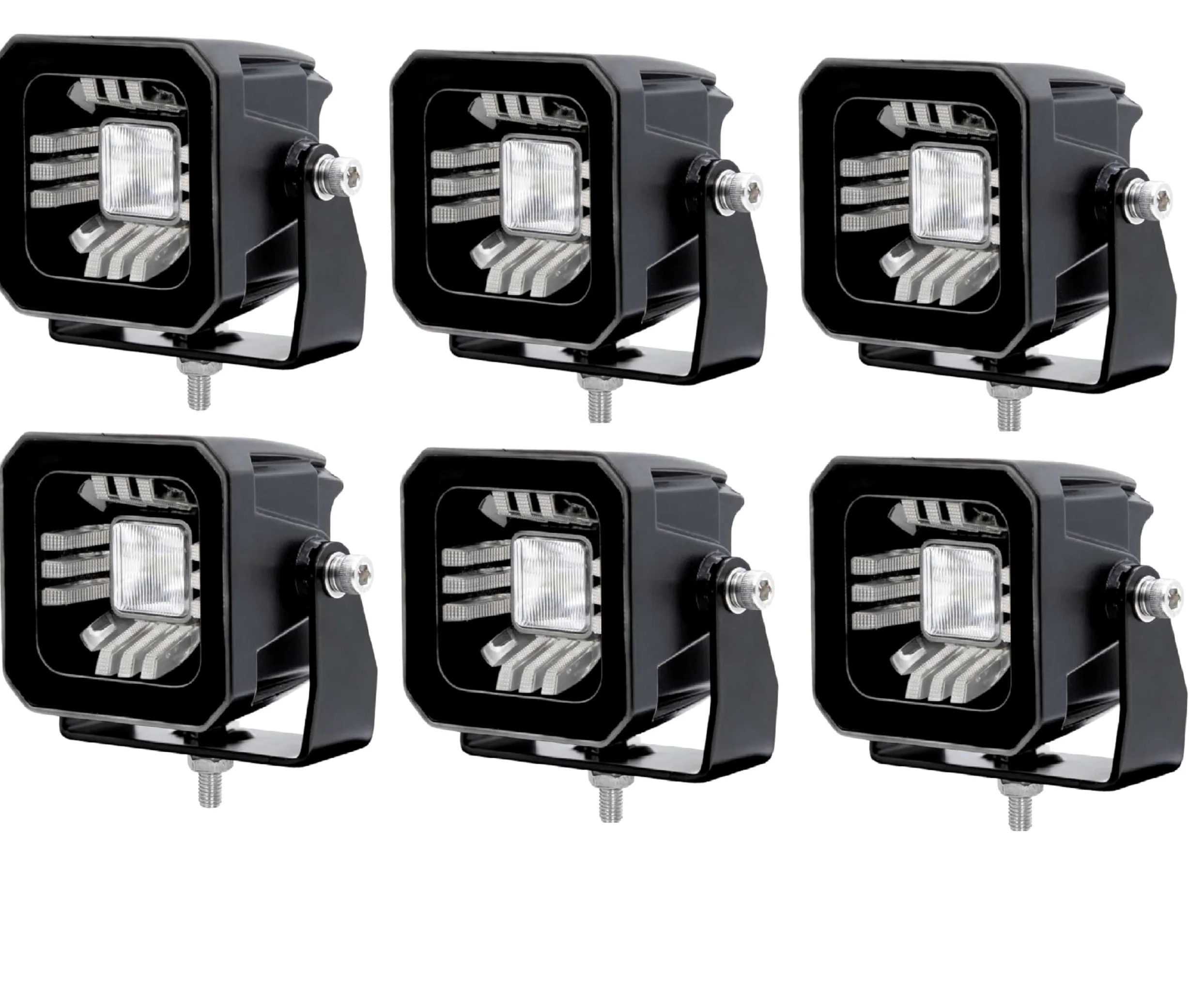 Genérico 6 faros de trabajo LED 12 V - 24 V proyector antiniebla 1000 lm + luz de posición roja naranja DRL haz combinado para camión 4 x 4 MTB barco moto moto