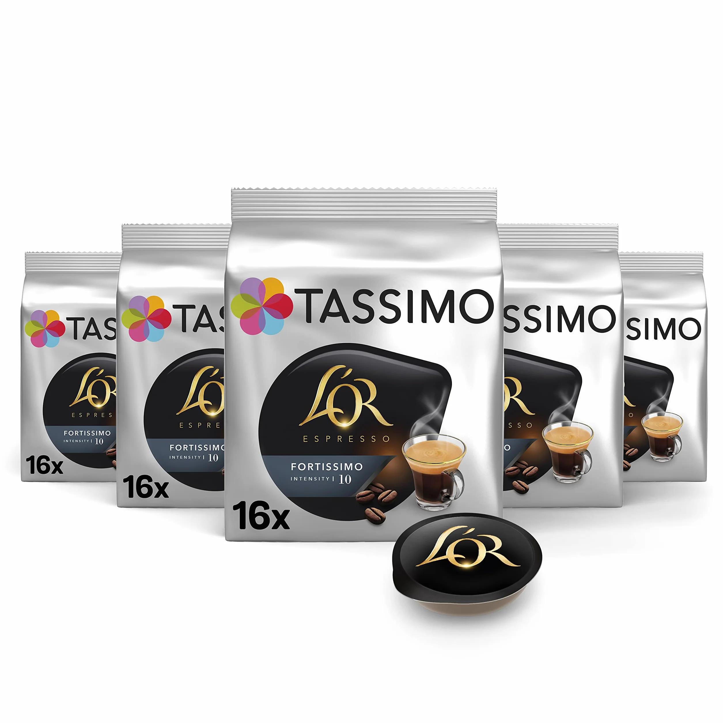 Tassimo L’OR Espresso Fortissimo Cápsulas de Café 80 Unidades Compatibles Intensidad 10 5 Pack Amazon Exclusive