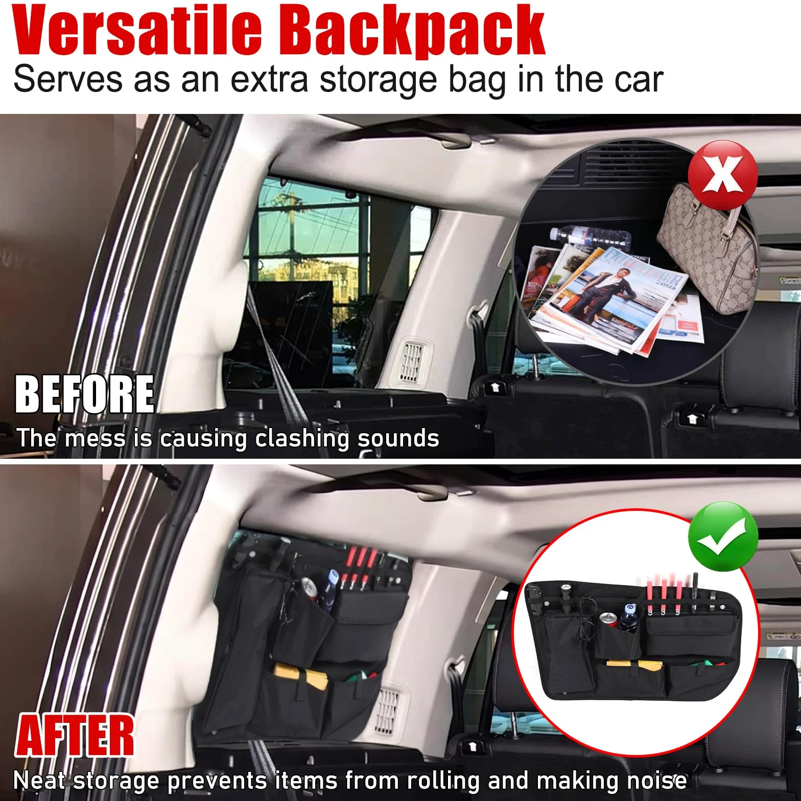 METYOUCAR Organizador de maletero de coche para L&a&nd R&o&ver Discovery 4 LR4 2010-2016, bolsa de almacenamiento para maletero, bolsa de herramientas con impermeable, multifuncional, gran capacidad