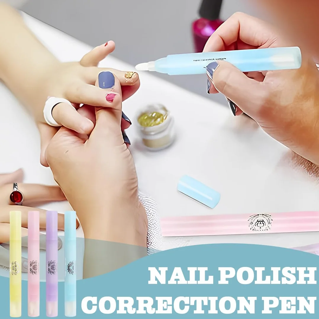 Lápiz corrector de esmalte de uñas 4 piezas con 12 puntas de repuesto sin disolvente