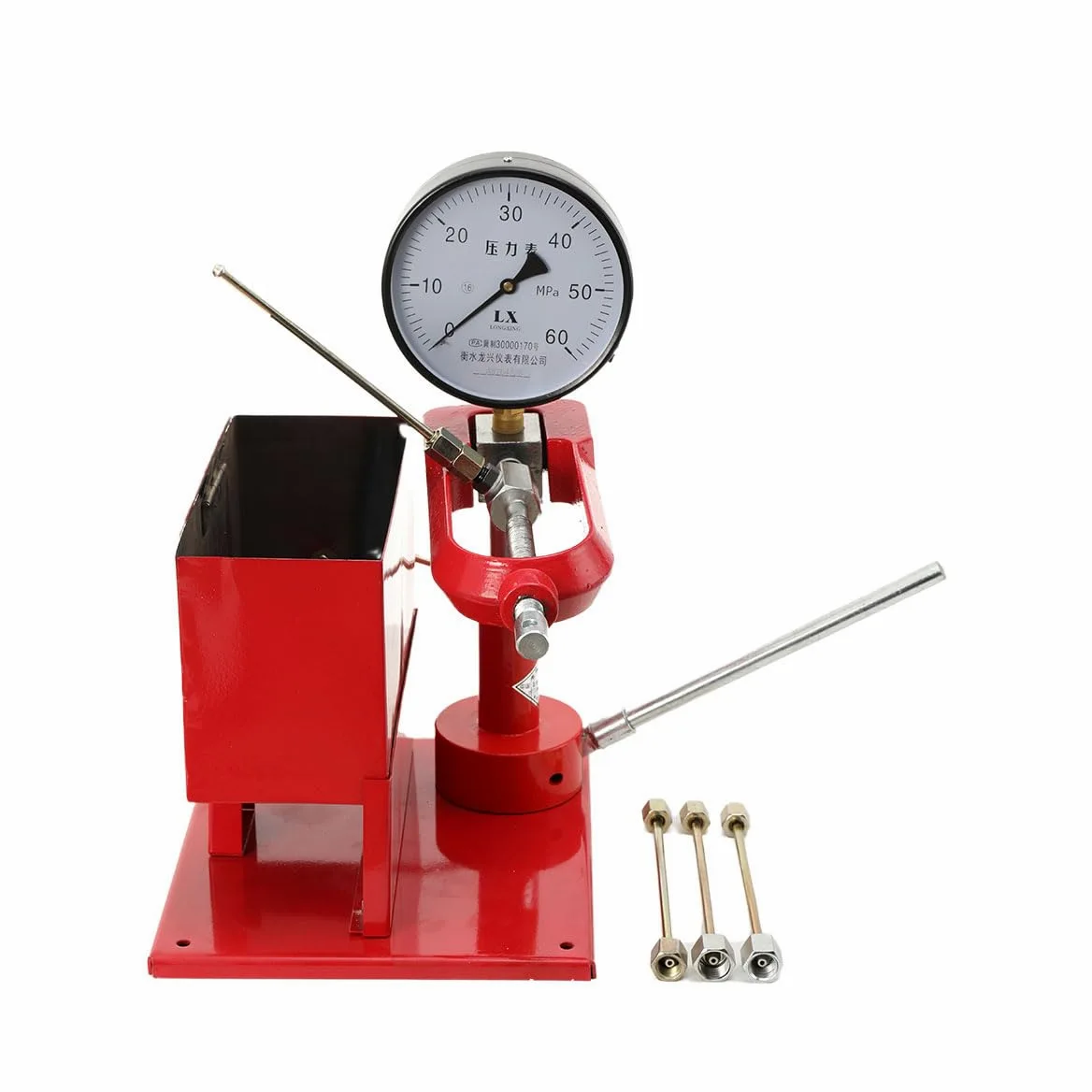 Probador Inyectores Diesel 60MPa, Comprobador Presión Inyectores Diesel, con Manómetro Acero Inoxidable, Bomba Aluminio Fundido, 4 Boquillas, Control y Calibración Ajuste de Estanquidad
