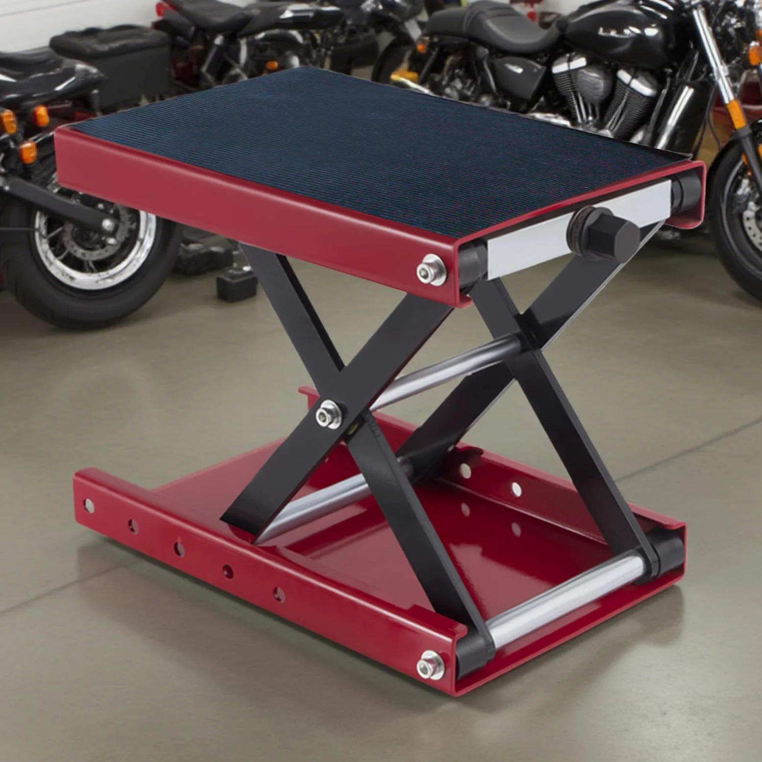 Elevador para Motos Plataforma Ancha con Manivela Y Caballete Central | Accesorios Elevación Mesa Compacta Taller Garaje Scooter ATV