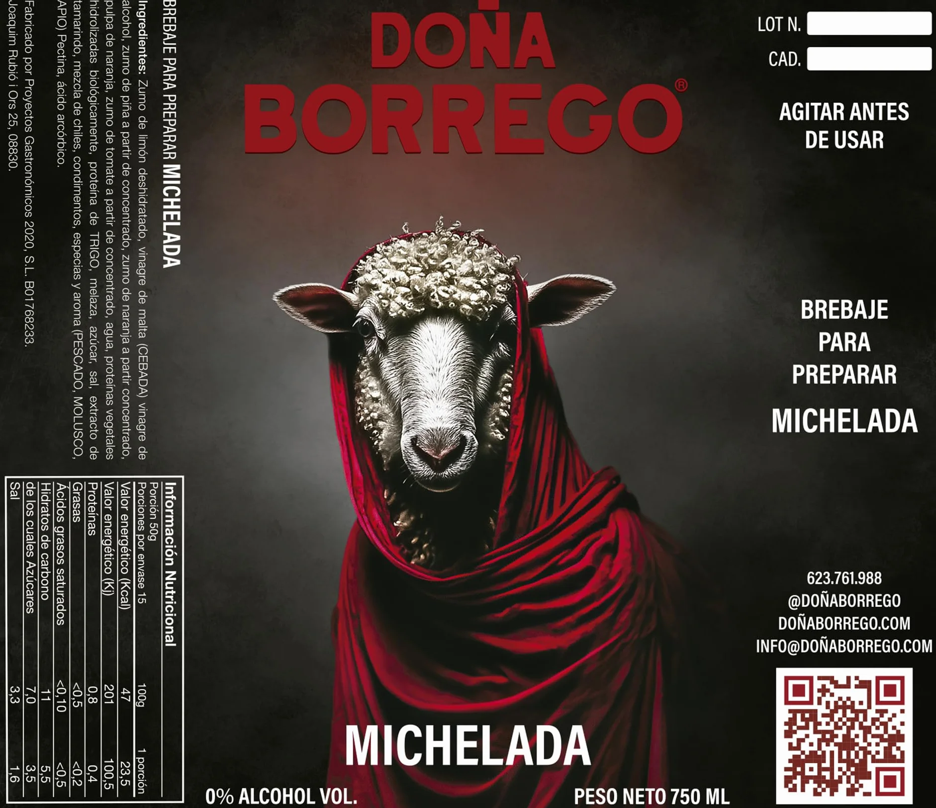 Michelada Doña Borrego 750ml Mix Artesanal Listo para Servir Bebida Mexicana 13-15 Raciones