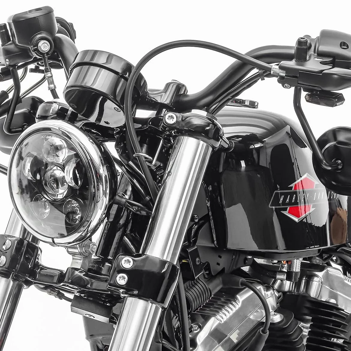 Set Faro LED Moto 7" Negro + LED Intermitentes Manillar Moto XS Tintado