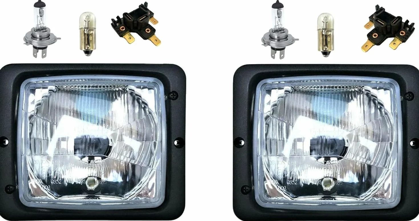 2 faros de posición para tractor Atlas Zetor con bombillas H4 y conectores