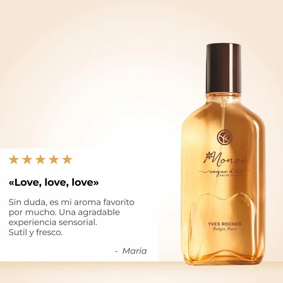 Yves Rocher Eau de Toilette VAGUE D'ÉTÉ Fragancia Exótica de Verano Aroma Fresco Perfumes de Mujer 100 ml