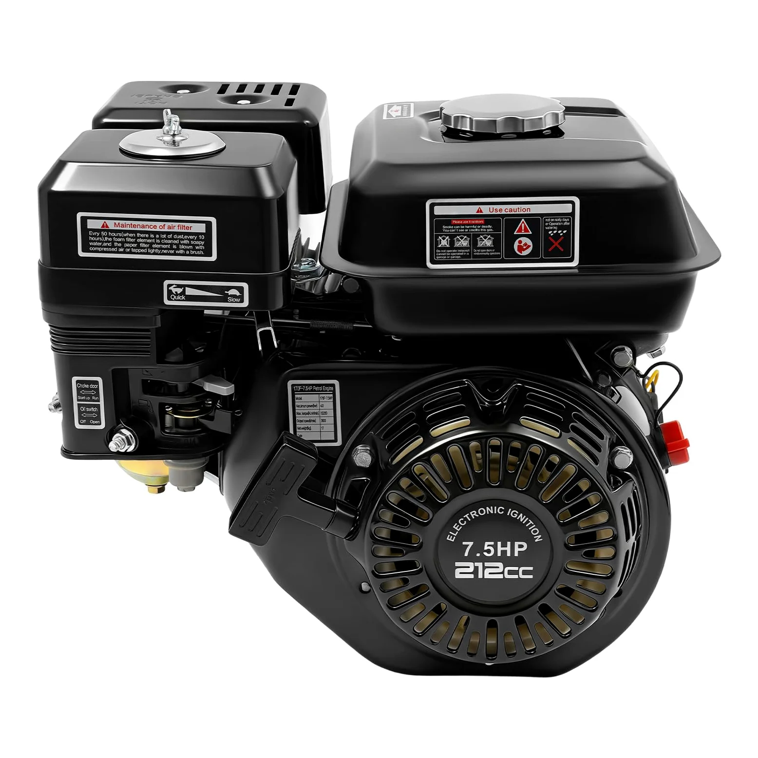 Motor de gasolina de 7,5 CV de 4 tiempos, 215 ml/9,09 oz, motor estacionario, motor de kart, motor de accionamiento, motor de gasolina, motor industrial, motor de repuesto, motor de carga