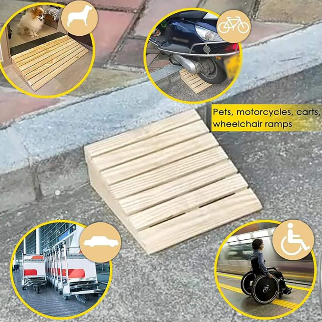 Profesional Rampas De Acera De Entrada,Rampas para Sillas De Ruedas para Escalones,Portátil Rampas De Umbral Ligeras,Molduras De Madera Listones,30.8 * 30 * 12CM