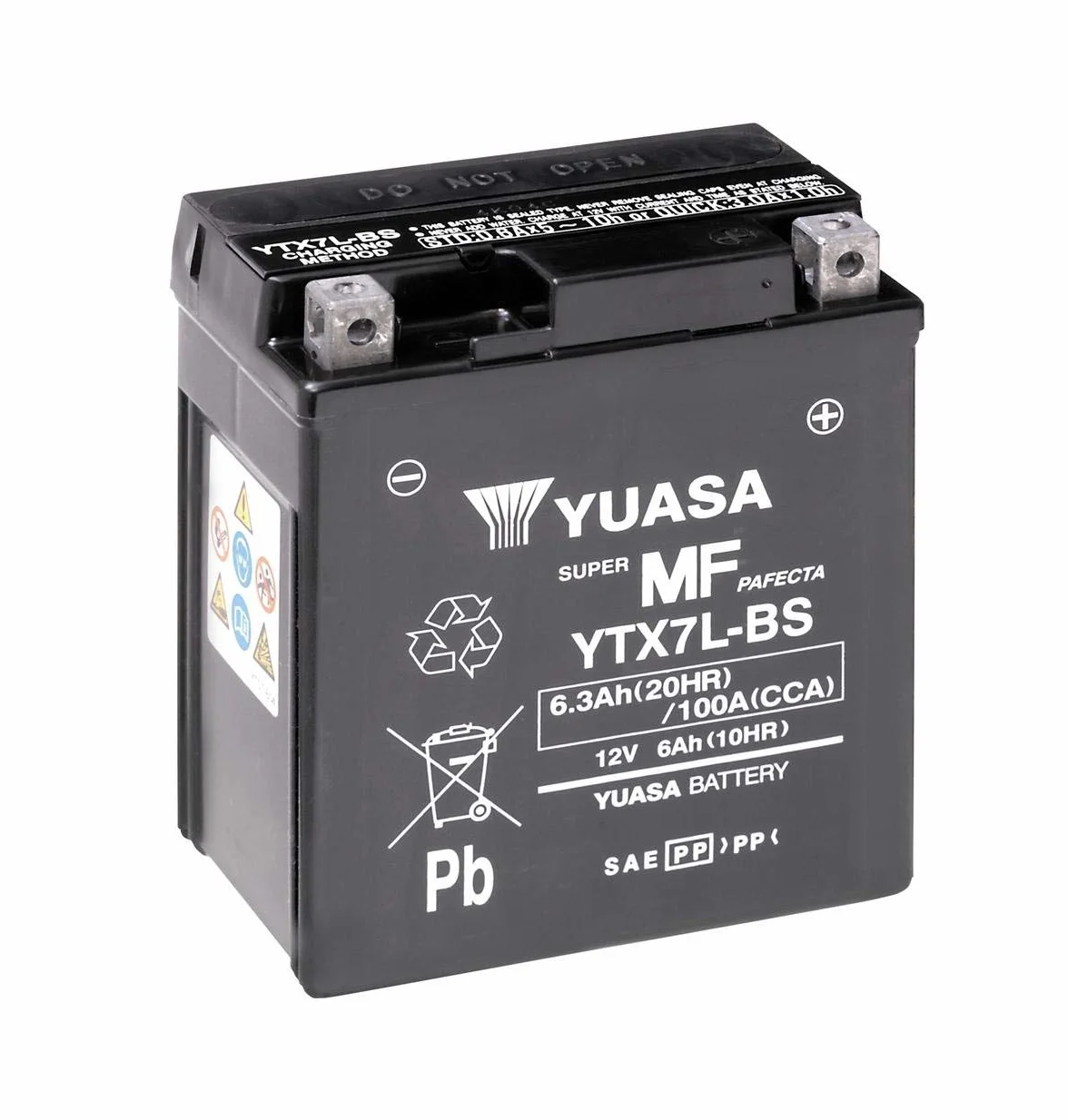 Batería moto Yuasa YTX7L-BS 12V 6Ah 114x71x131 mm sin mantenimiento compatible YAMAHA XTZ250 250 2007