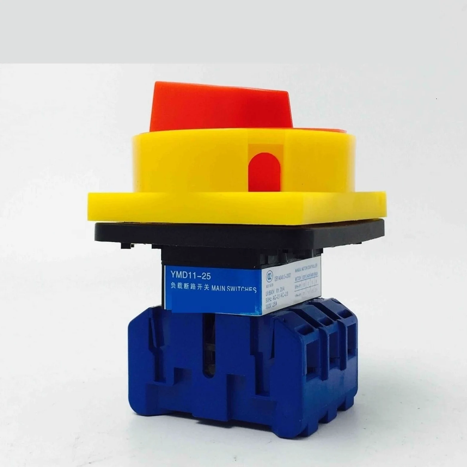 Interruptor aislador con carcasa 25A 3P 2 posiciones ON-OFF candado interruptores de alimentación de cámara giratoria Selector YMD12-25 1 Uds