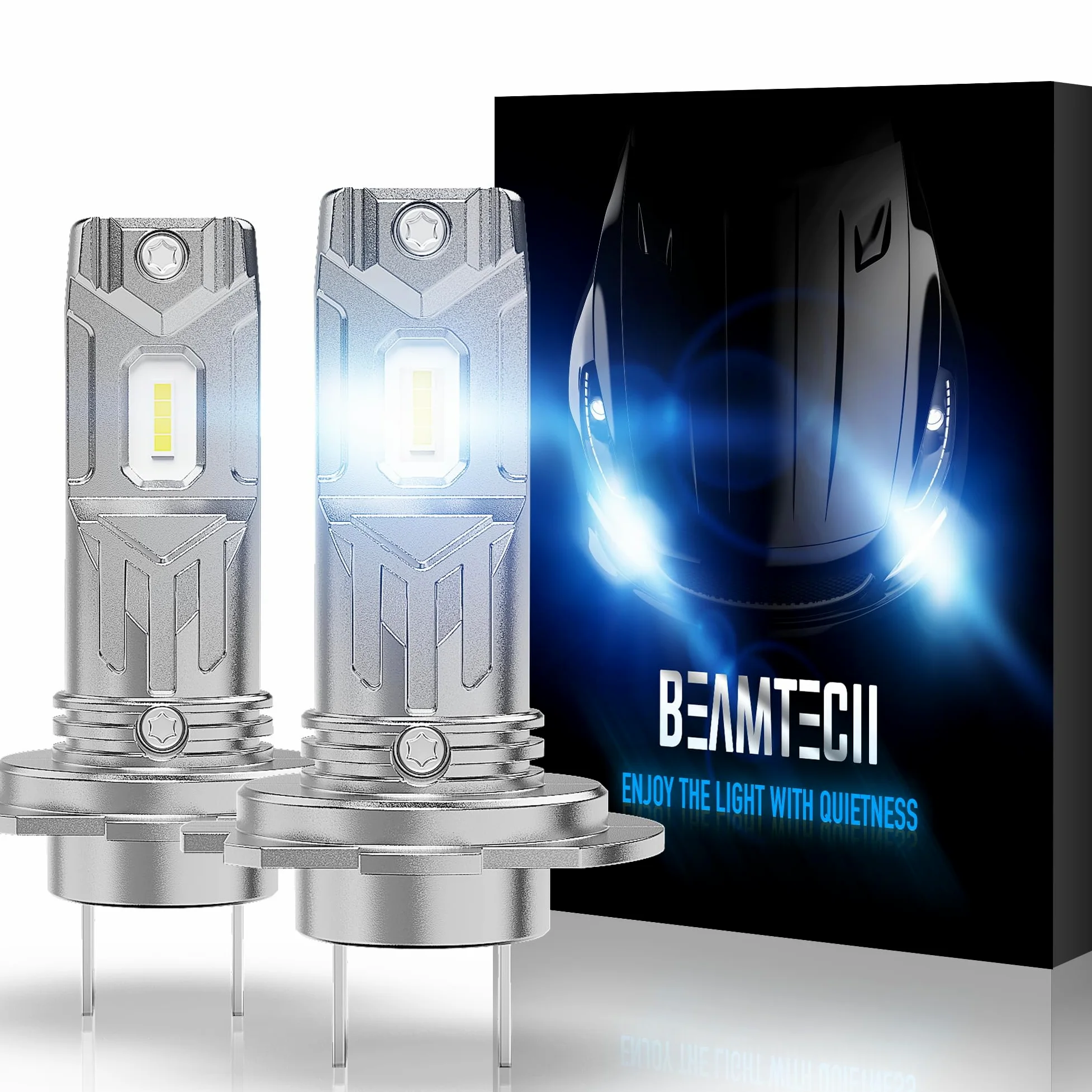BEAMTECH Bombillas LED antiniebla H7, Plug and Play, no requiere adaptador, 6000 lm, 6500 K, blanco frío, reemplazo halógeno extremadamente brillante, paquete de 2