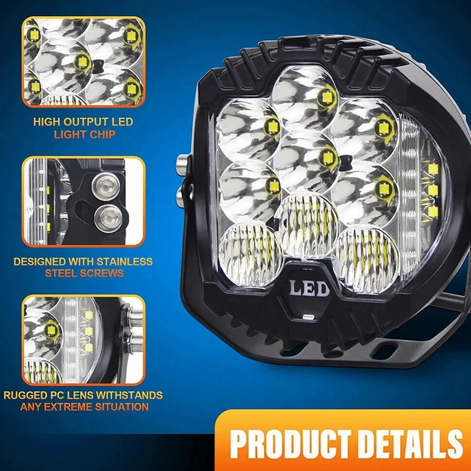 Faros Delanteros Faros Delanteros Luz Conducción Foco LED Blanco Amarillo 3 5 Pulgadas Lámpara Trabajo DRL Para Niva Para Lada Todoterreno 4x4 Para Jeep Auto Faros Faro(White-5INCH-2PCS)