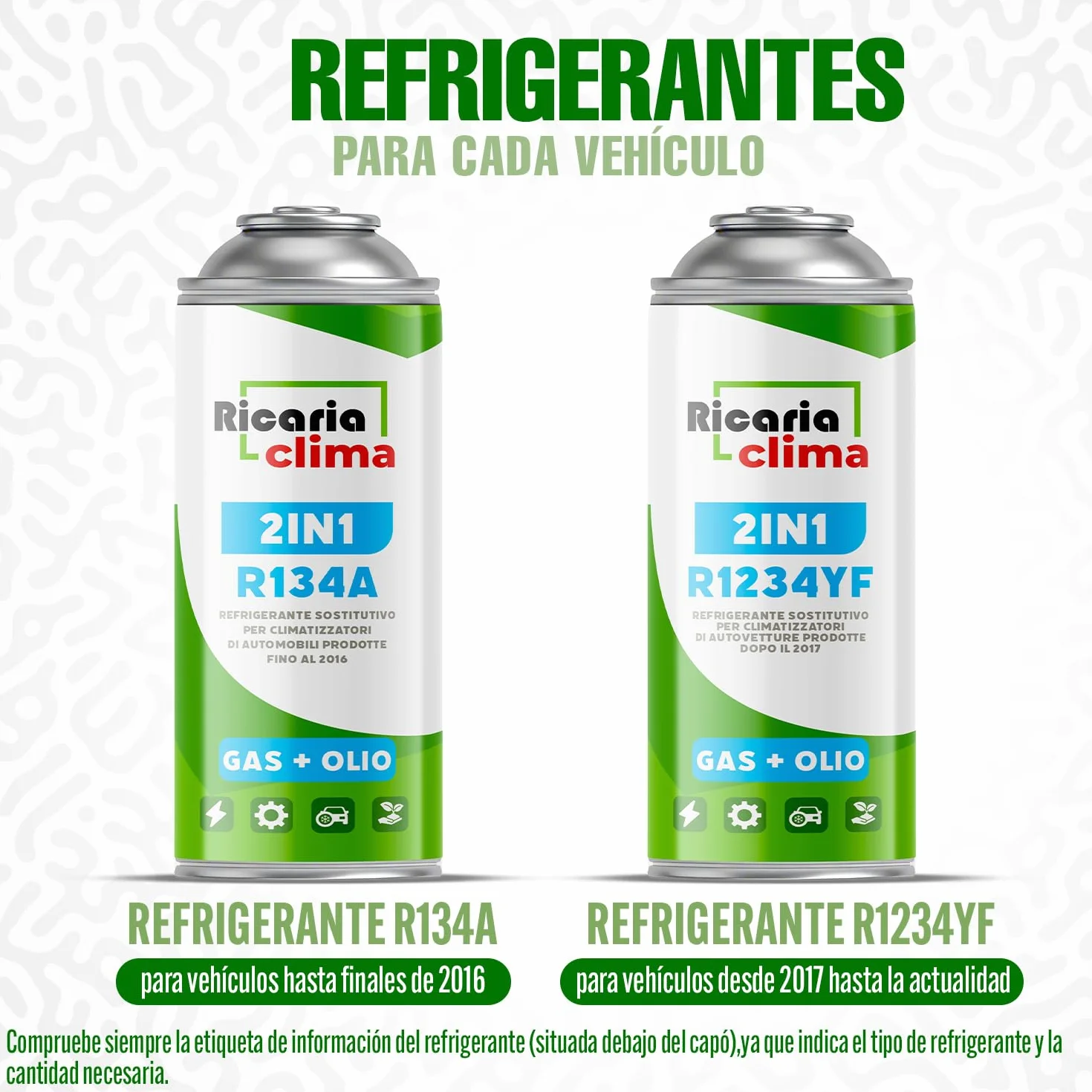 Gas de Recambio R134a para Aire Acondicionado de Automóvil – Kit Refrigerante 2 Botellas 235 g