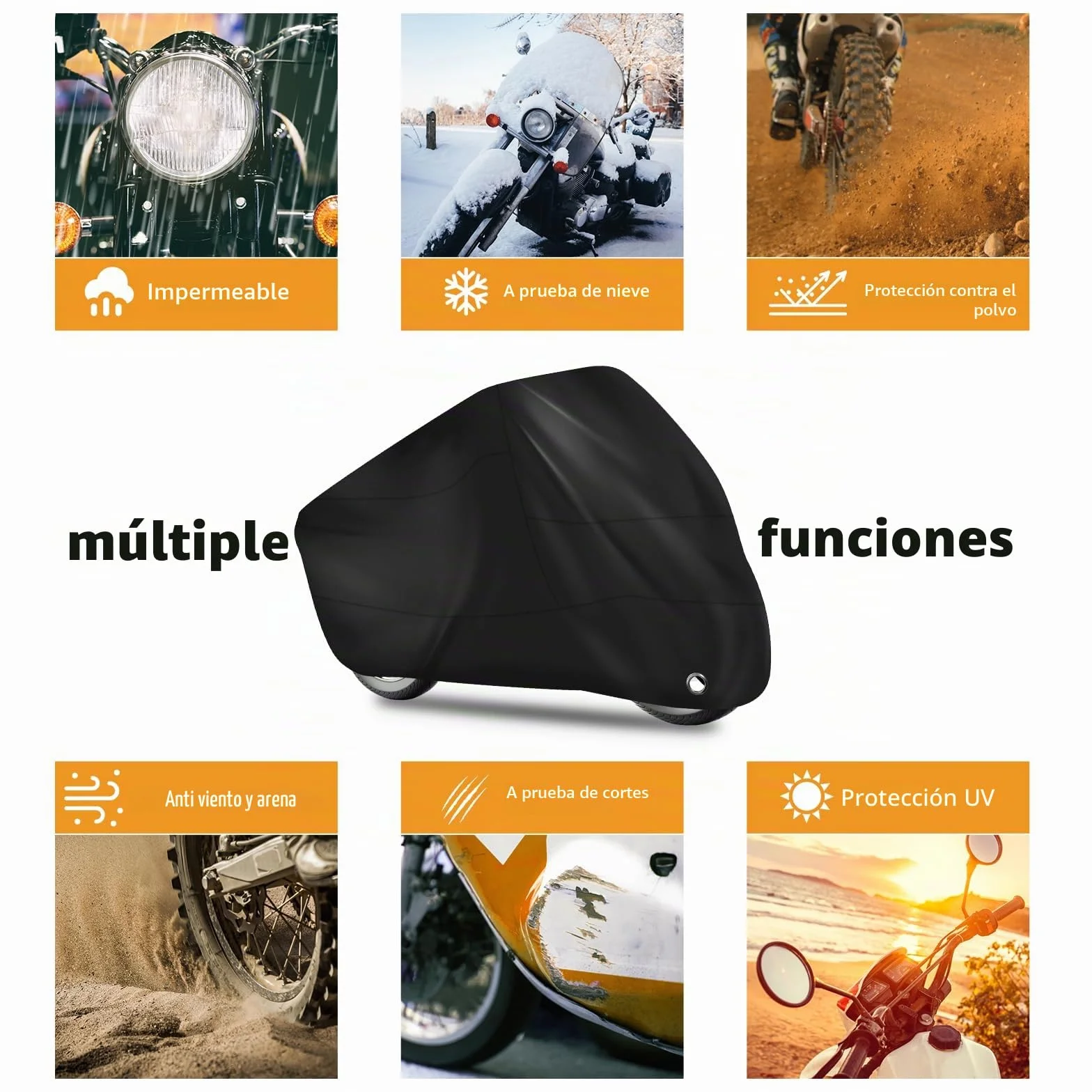 Brencco Funda para Motos 245X105X125 CM - Ligera, Impermeable y Fácil de Guardar, Compatible con Múltiples Modelos