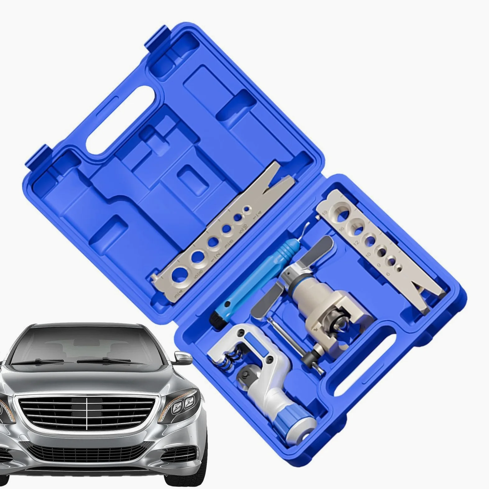 Genérico Kit Abocardador Frenos Set De Reparación De Tubos Automóvil | Herramienta Abocinadora Para Frenos Automóvil Coche Para Garaje Taller Industria Hogar Exterior Automóvil Camión