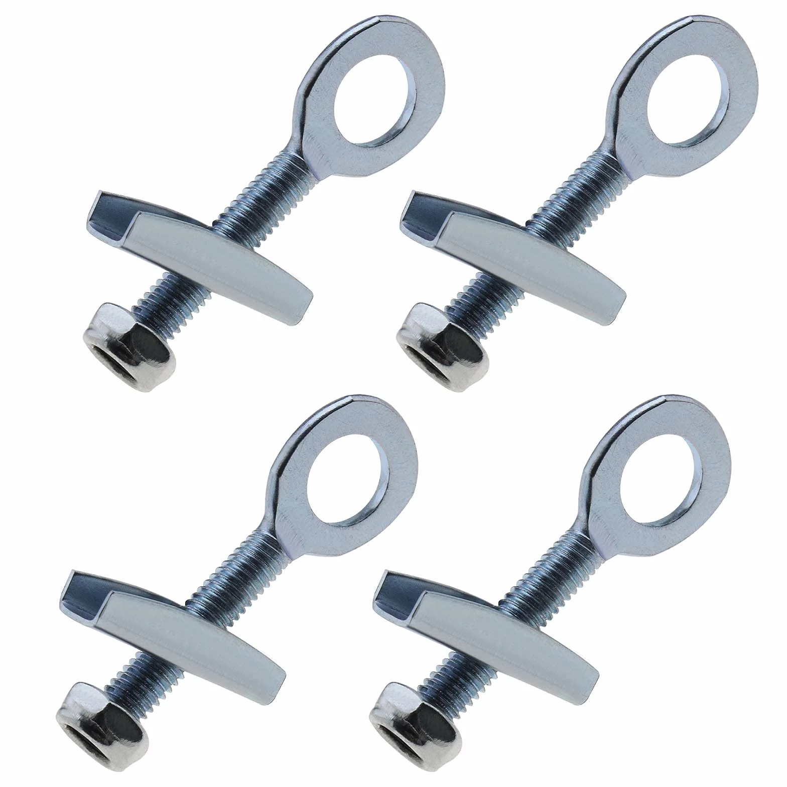 4 Piezas Ajustador Tensor de Cadena de de 10mm con Tuercas Antisuelto de Acero Plateado para Mini Moto Bicicletas de Carrera Motos de Cross Quads