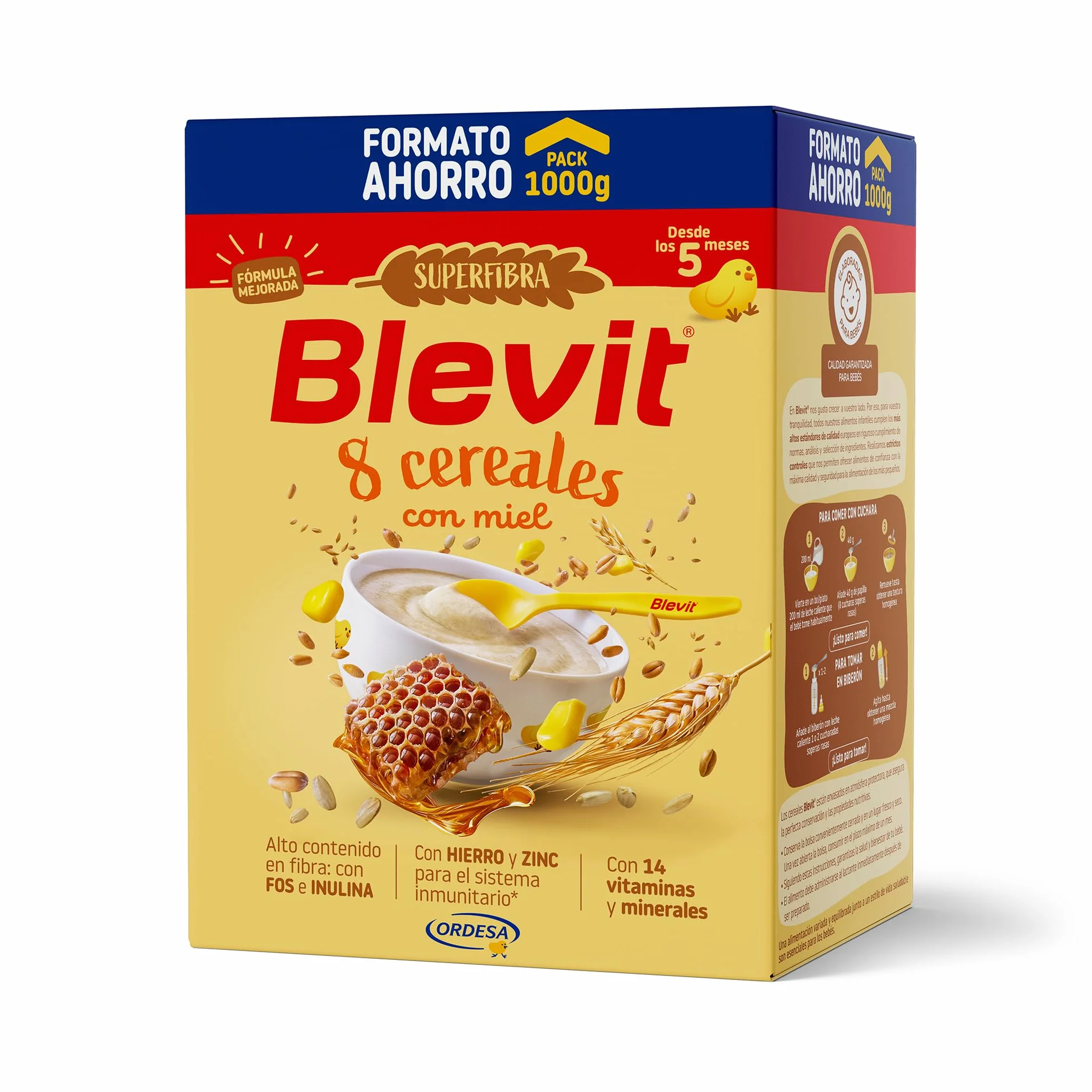 Blevit Superfibra 8 Cereales con Miel 1kg Papilla para Bebé desde 5 Meses