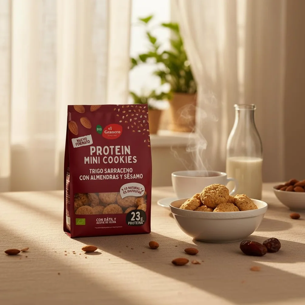 El Granero Integral Mini Cookies Proteicas de Almendra y Sesamo BIO 130 g
