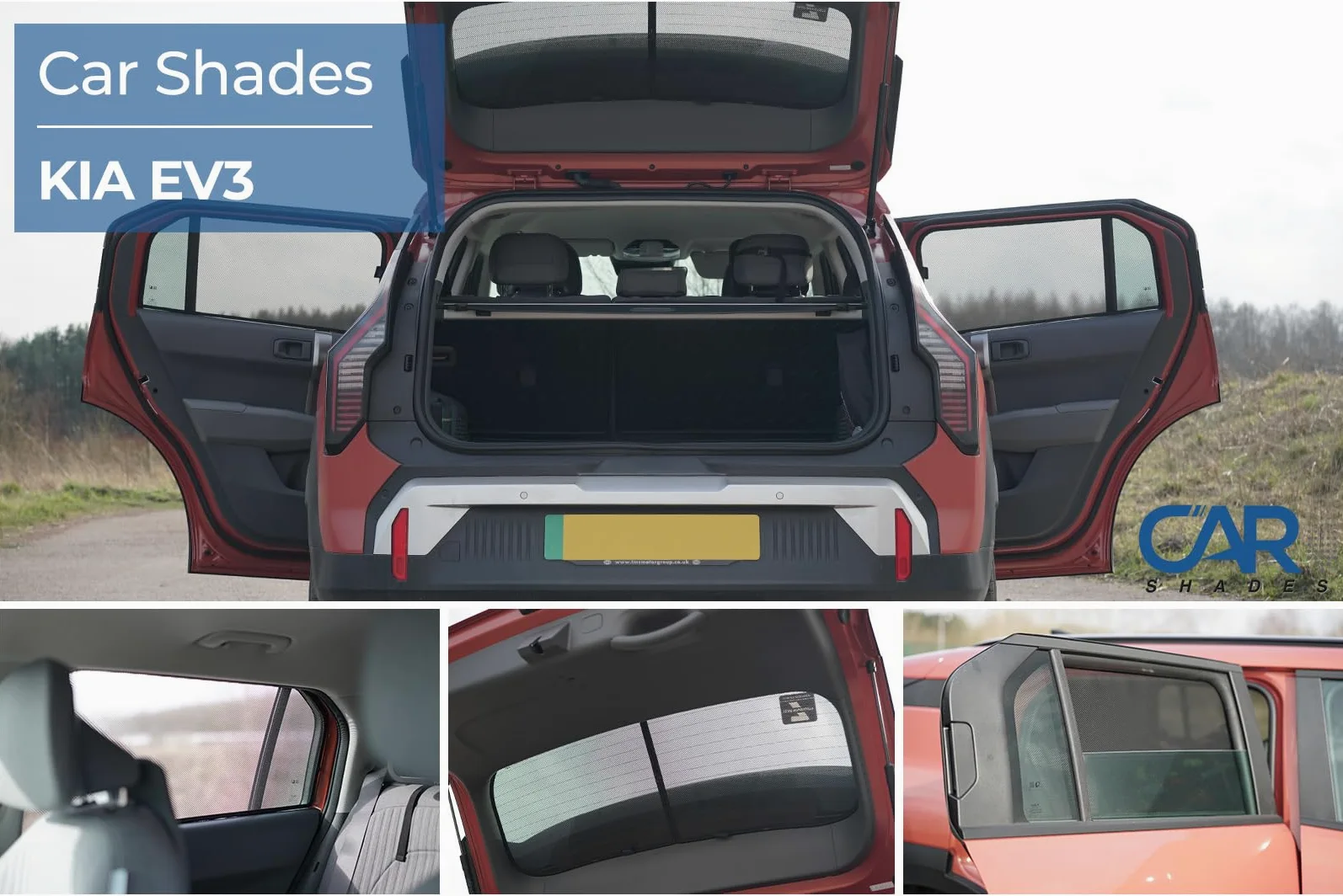 CAR SHADES Juego Compatible con Kia EV3 2024- (4-Partes) cortinillas Parasol a Medida
