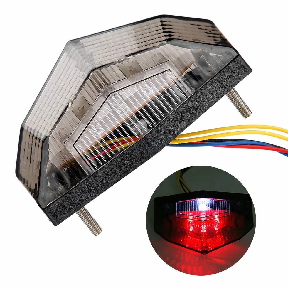 Yctze Lámpara de cola LED modificada para motocicleta, luz de advertencia de luz trasera Luz trasera con señal de freno
