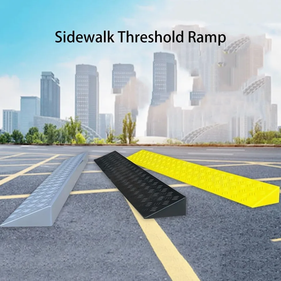Rampas Portátiles para Escalones, Rampas De Umbral para Sillas De Ruedas De 2-10cm, Rampa De Bordillo De Plástico Antideslizante para Vehículos(Gray,100cm*22cm*10cm)