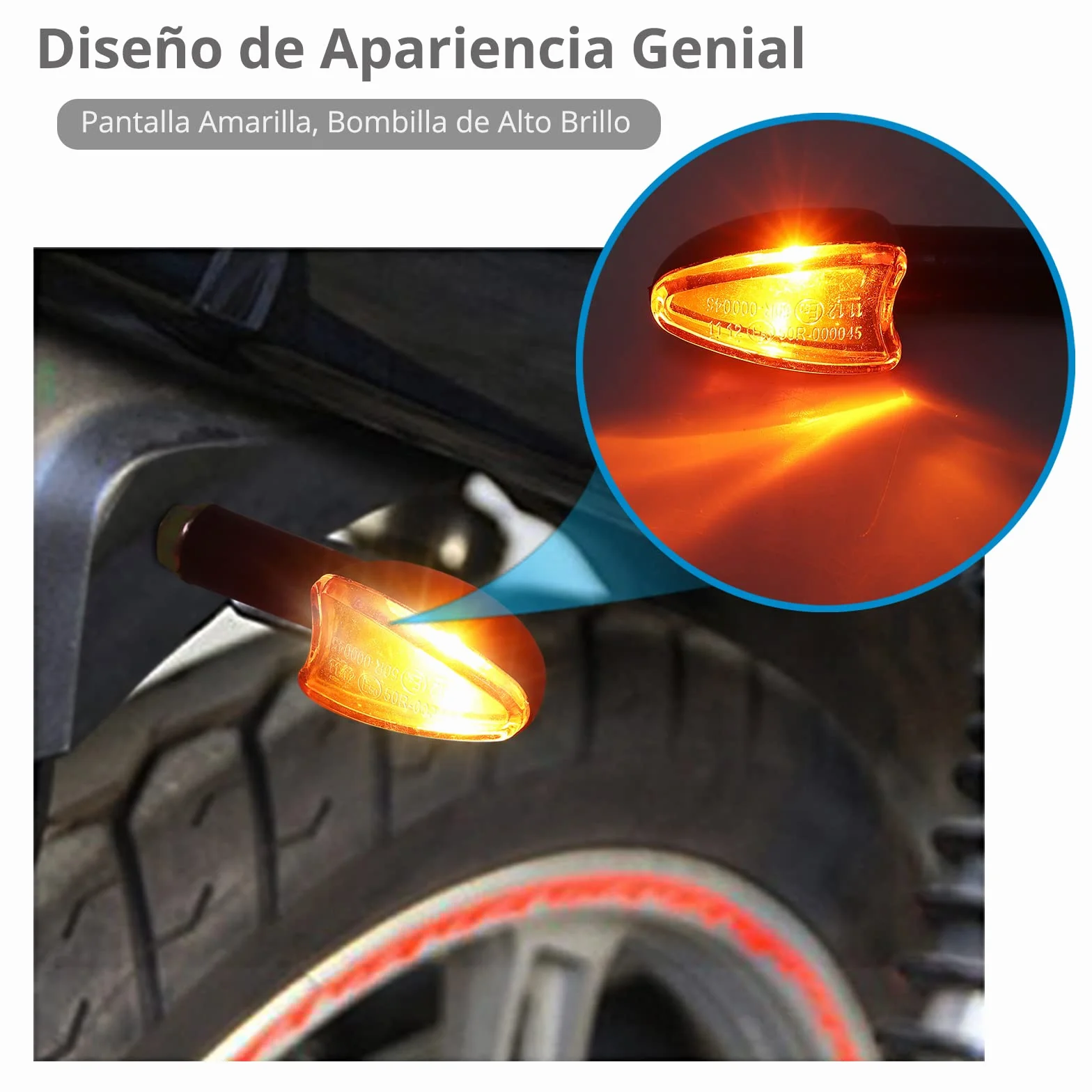 Justech 4PCs 10W Intermitentes para Moto Homologados de E-Marked E50 12V Luces de Señal de Giro Impermeable IP65 de 2 Cortos y 2 Largos Ámbar Bombillas de Indicador para M10 Motocicleta Scooter
